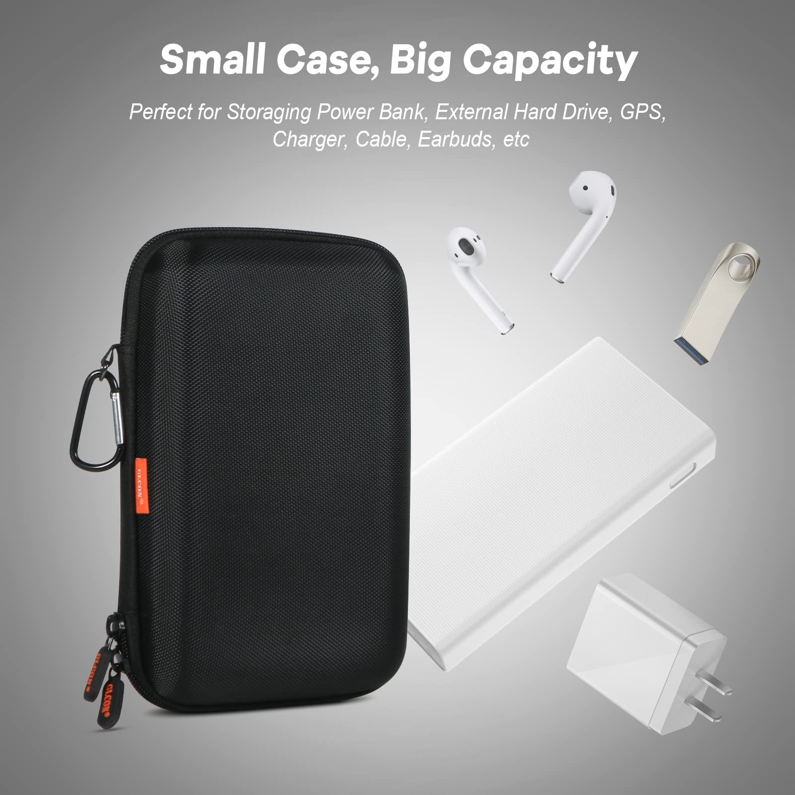2 Colors Shockproof Hard Shell Carrying Case For Gps, External Hard Drive, Power Bank, Charger, Cable, Heart Monitor, Cell Phone
