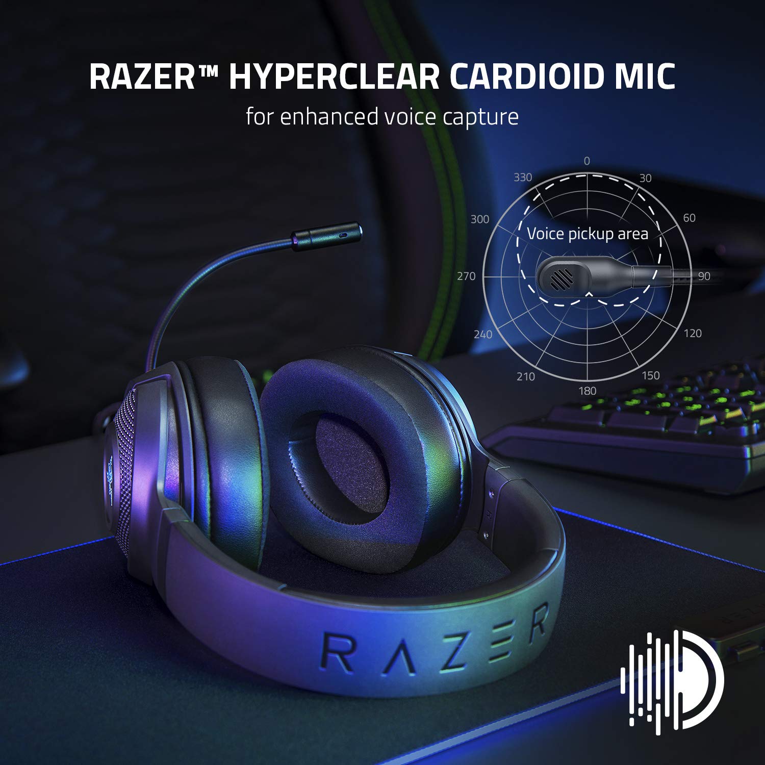 Razer Kraken V3 X Gaming Headset: 7.1 Surround Sound - Triforce 40Mm Drivers - Hyperclear Bendable Cardioid Mic - Chroma Rgb Lig