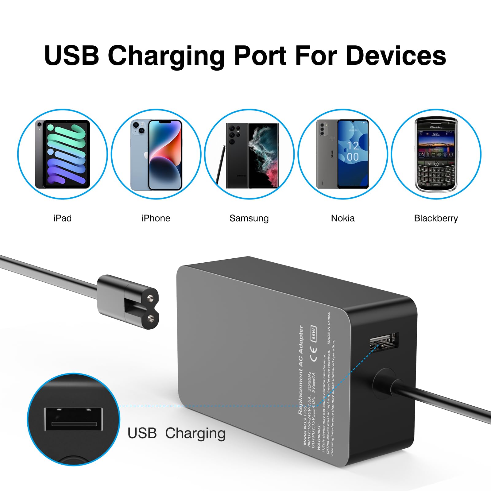 [Upgraded Version] Surface Pro Charger 65W For Surface Pro 3/4/5/6/7/8/9/X Power Supply Adapter, Compatible For Both Microsoft S