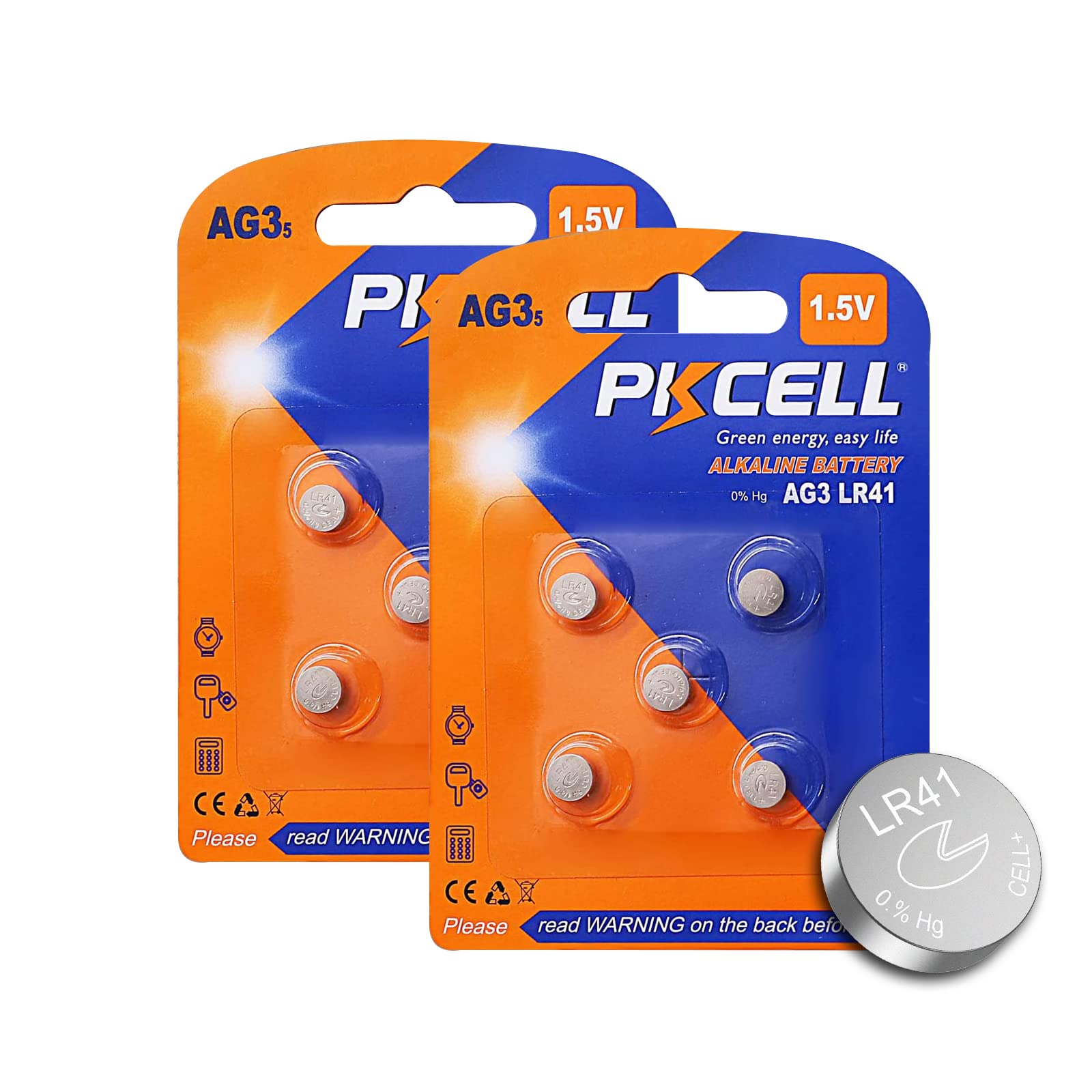 Pkcell Ag3 1.5V Battery Lr41 392 384 192 Button Alkaline Cell For Digital Thermometer  10 Counts