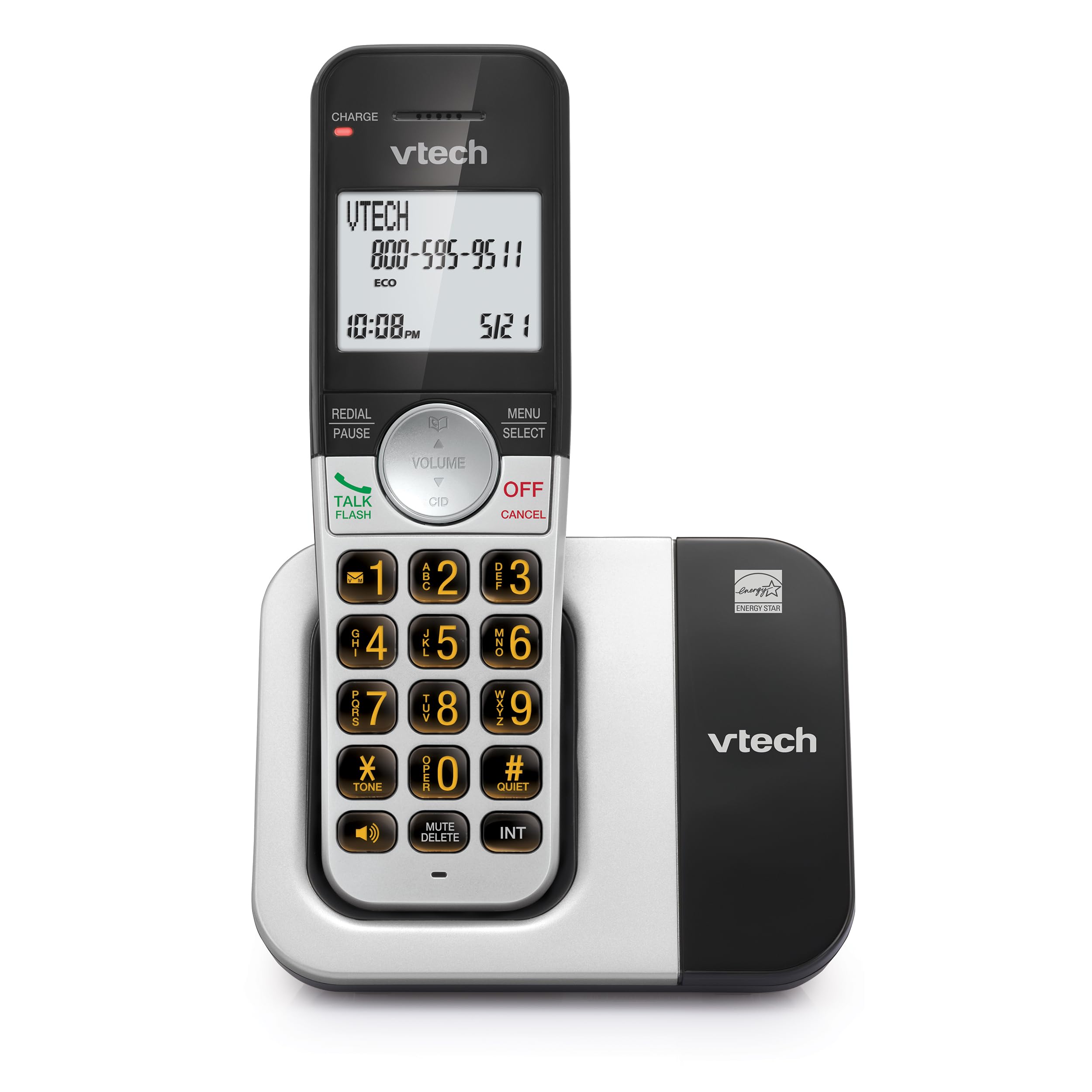 Vtech Cordless Phone With Large Display And Big Buttons, Dect 6.0 With Caller Id/Call Waiting, Full Duplex Speakerphone, Eco Mod