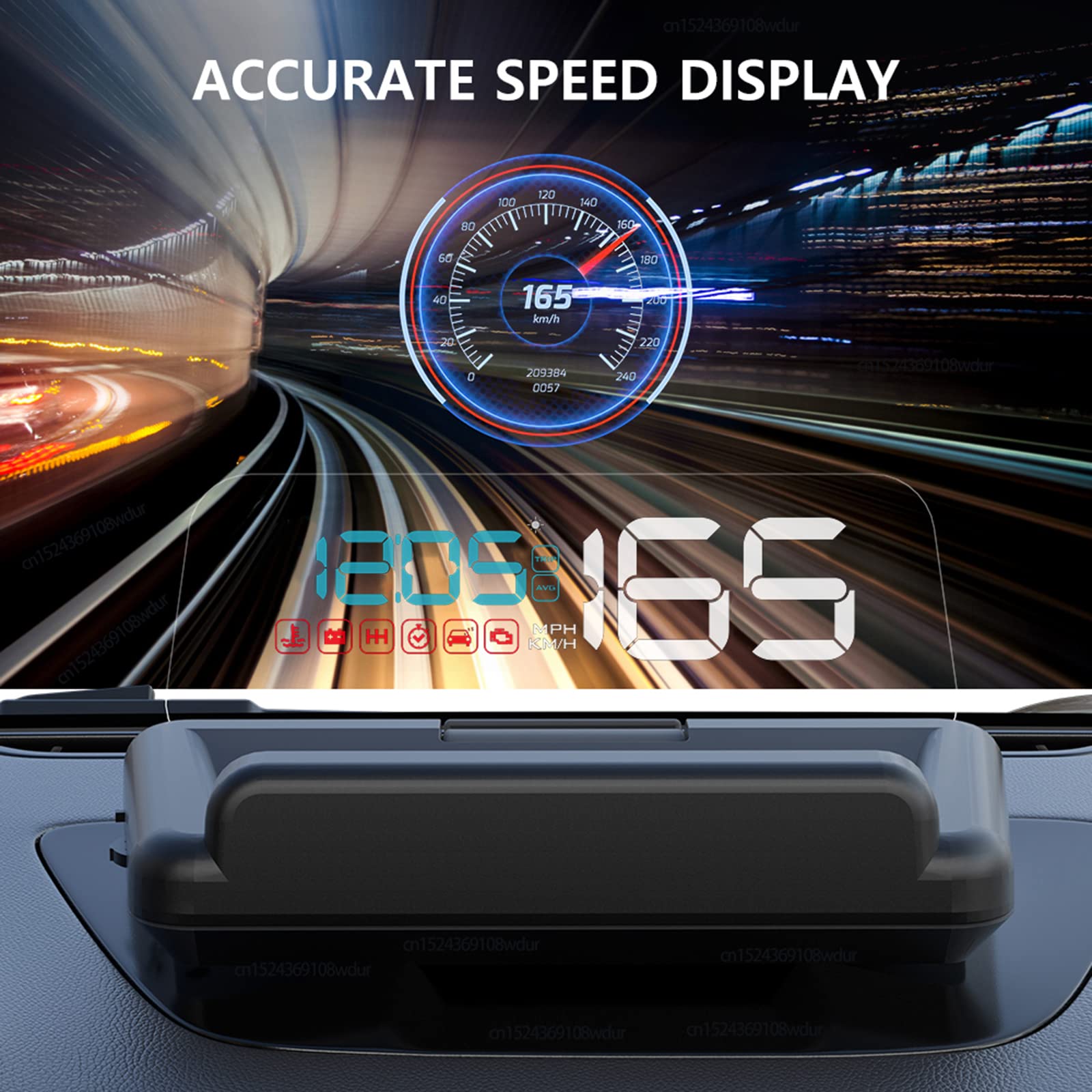 Wiiyii Heads Up Display For Cars, C500 Car Digital Gps Speedometer, Stereo Projecting Display With Reflector, Speed, Rpm, Water