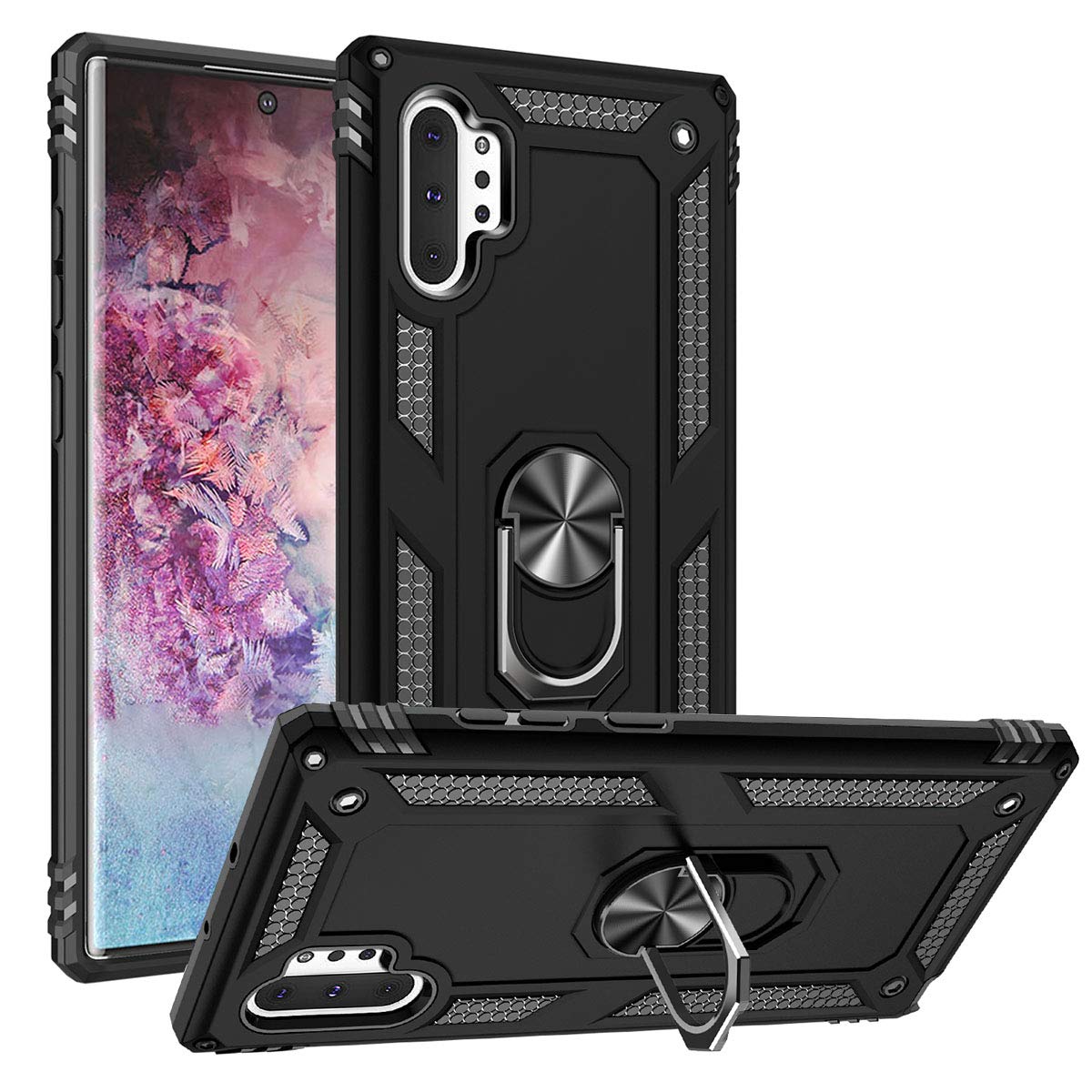 Addit Note 10 Plus Case,Note 10+ Case, Military Grade Protective Cases Cover With Ring Car Mount Kickstand For Samsung Galaxy No