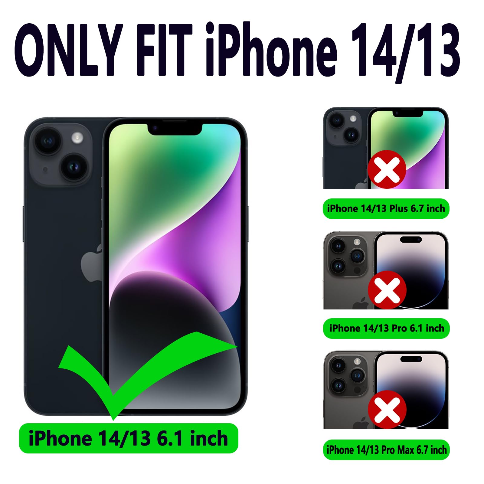 Vanavagy Wallet Case Compatible For Iphone 14/13 For Women And Men,Leather Flip Folio Phone Cover Fits Magnetic Car Mount With C