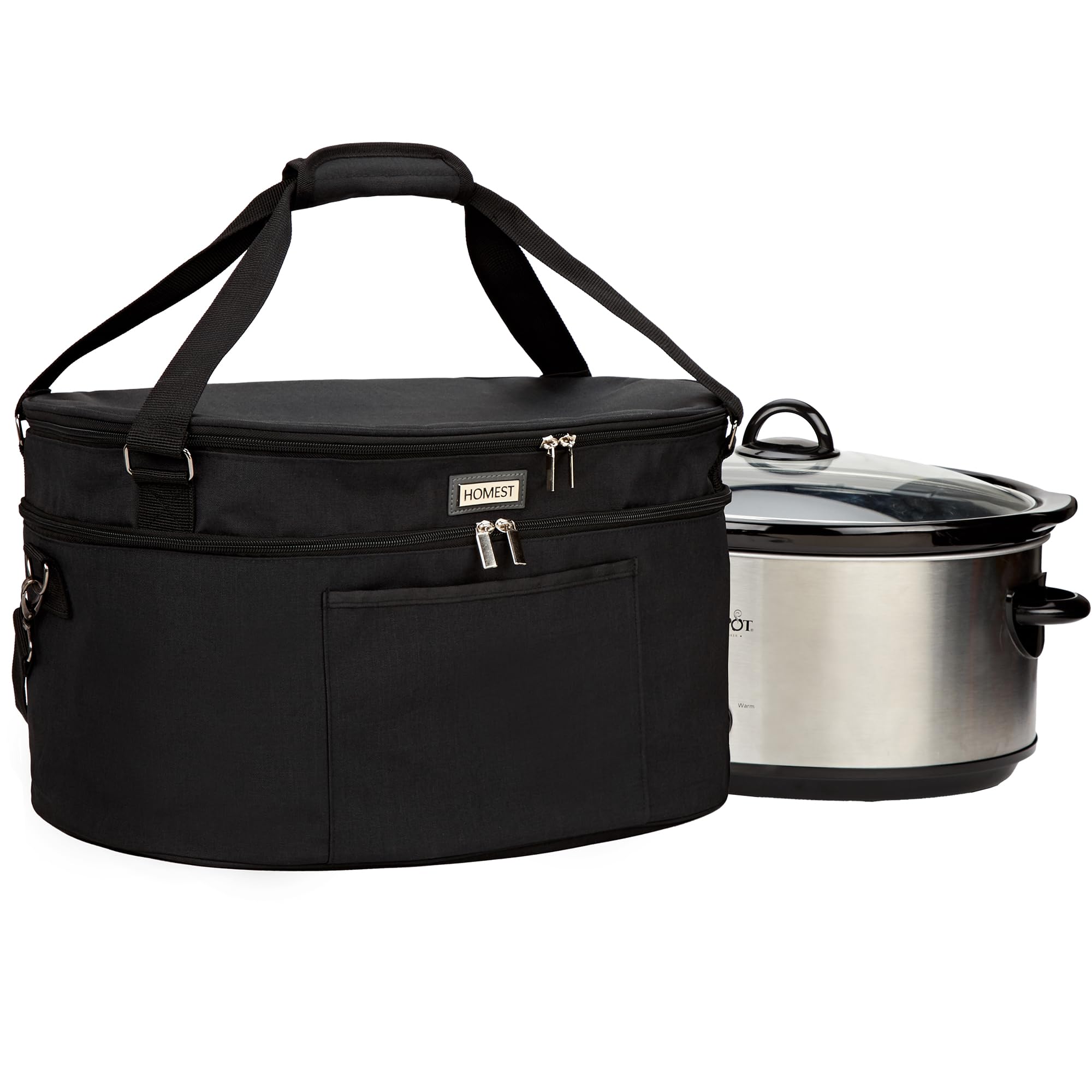 Homest Slow Cooker Bag For Crock Pot 6 8 Quart, Insulated Travel Carrier With Easy To Clean Lining, Carry Case With Top Zip Comp
