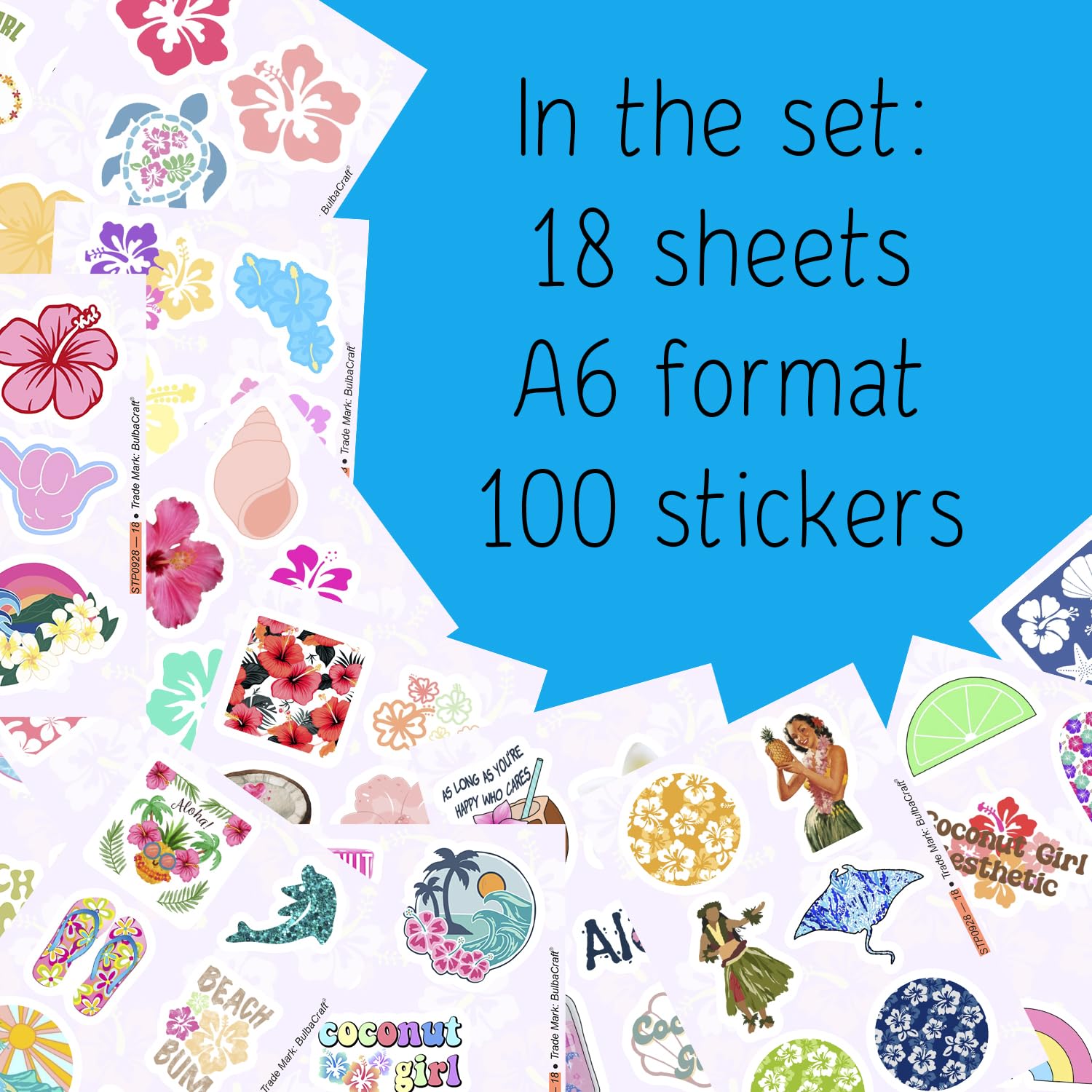 Coconut Girl Stickers For Water Bottle And Laptop   Waterproof Vinyl Hibiscus Decals, Coconut Girl Gifts For Girls, Women   Coco