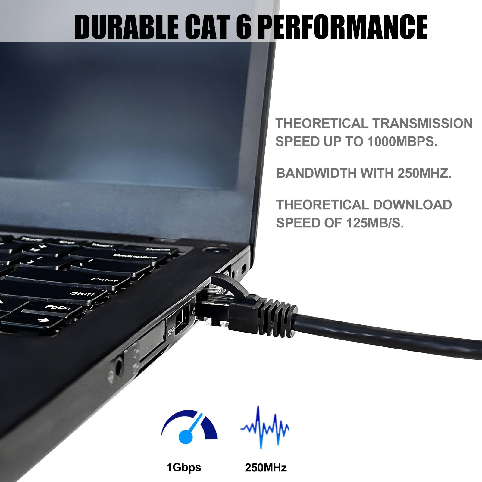 W Nectoun Cat 6 Ethernet Cable With Fluke Test Report, Ethernet Cable 10Ft(2 Pack),Cat 6 Cable(Cat6 Cables),Cat 6 Patch Cables,Snagless Short Internet Cables,Rj45 Network Cable Black&Blue