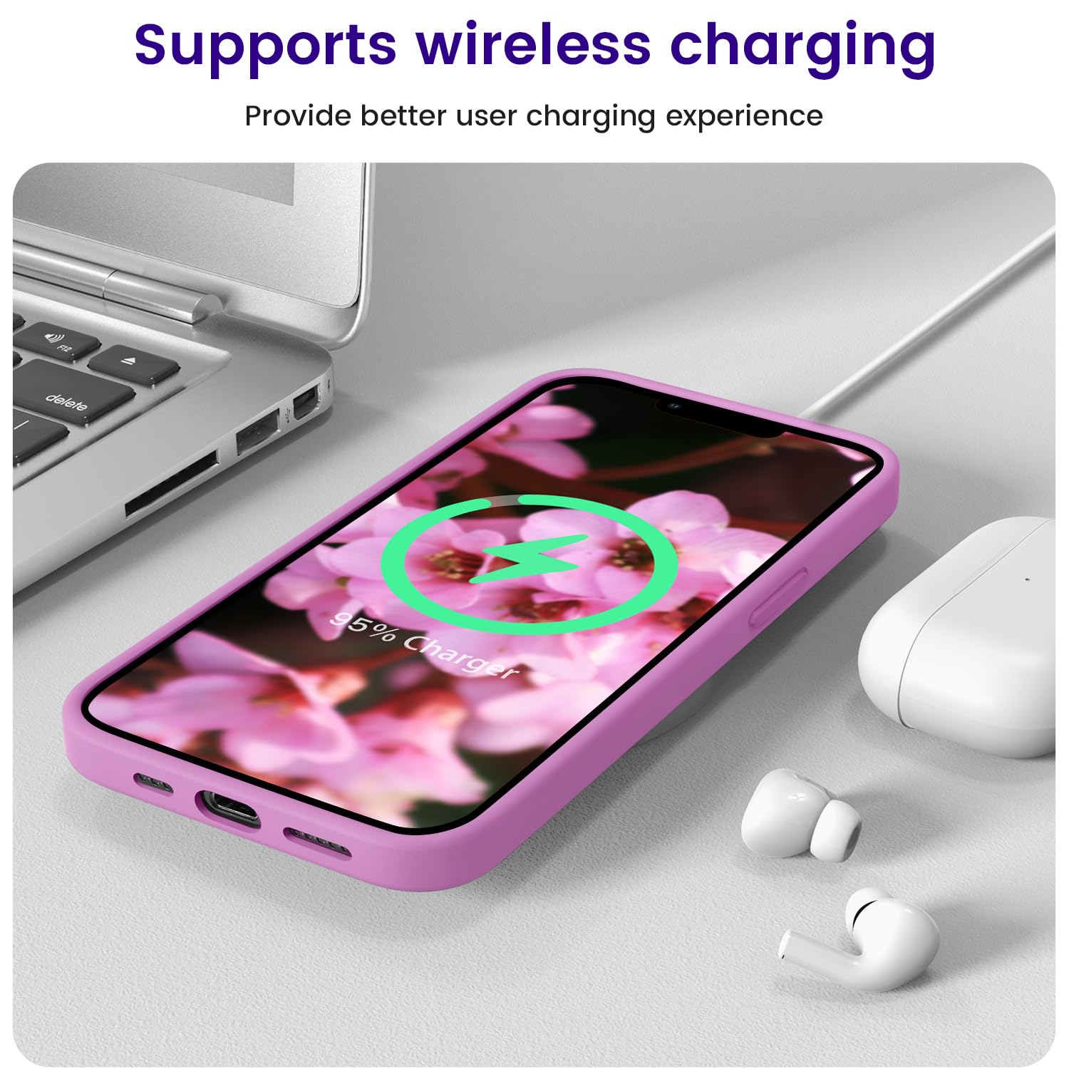 Otofly Designed For Iphone 13 Case, Silicone Shockproof Slim Thin Phone Case For Iphone 13 6.1 Inch (Lilac Purple)