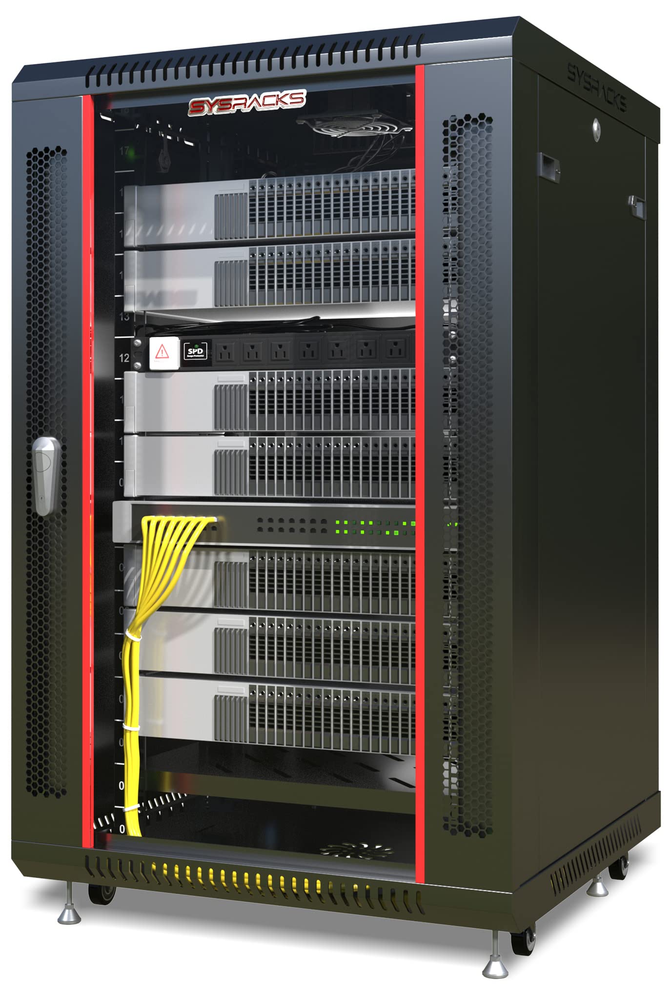 Sysracks 18U Wall Mount Av Server Network Rack 24 Inch Deep Data Cabinet On Wheels   Cooling Fan   2 Shelves   Pdu   Casters   Dust Tight Cable Entries