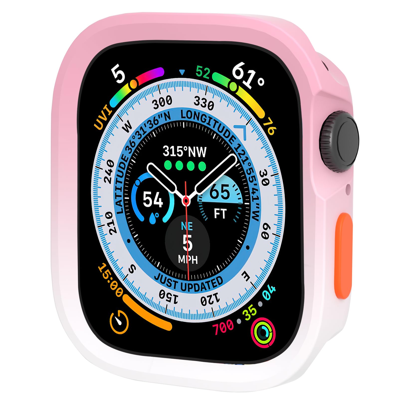 SDOCEBF for Apple Watch 44/45mm Case, Soft TPU Slim Shockproof Bumper for Series 9/8/7/6/5/4/SE3/SE2/SE, Pink-White