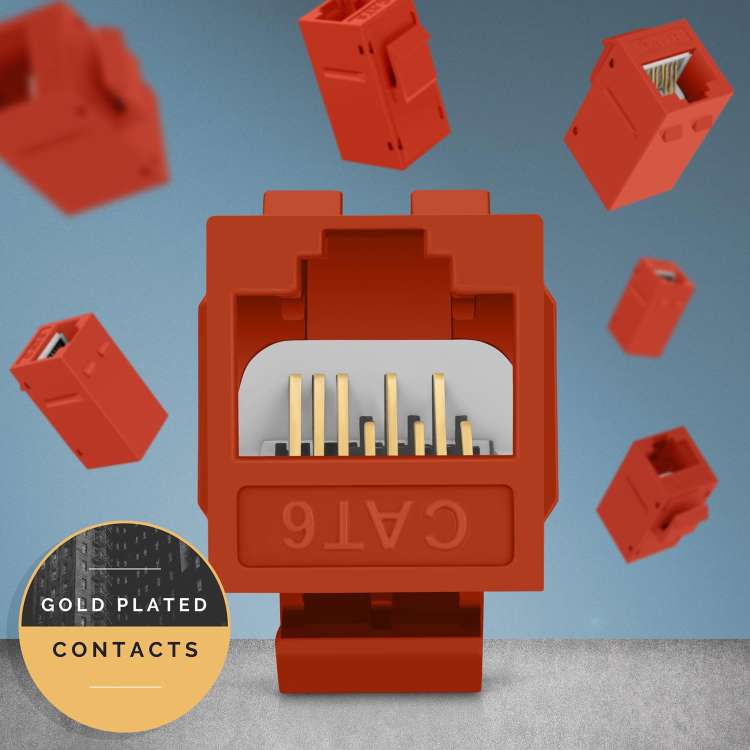 Everest Media Solutions Rj45 Cat6 Keystone Coupler In Orange   12 Pack   Female To Female Ethernet Keystone Jack For Standard Wa