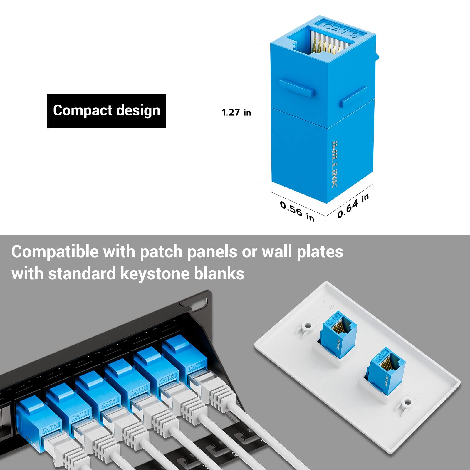 Iwillink Rj45 Cat6 Keystone Coupler 25 Pack, Female To Female Cat6 Keystone Jack, Utp Keystone Coupler Insert, Ethernet Coupler,