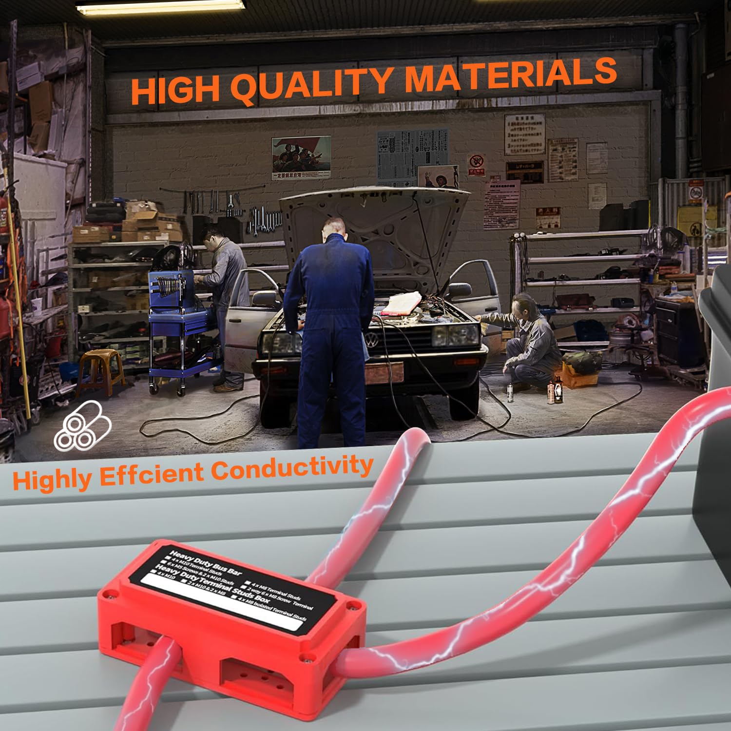 Iztoss 2Pcs 12V Bus Bar Terminal Block 4 X 5/16''(M8) Terminal Studs, Max 300V Ac 48V Dc, Blue Sea Battery Bus Bar Positive & Ne