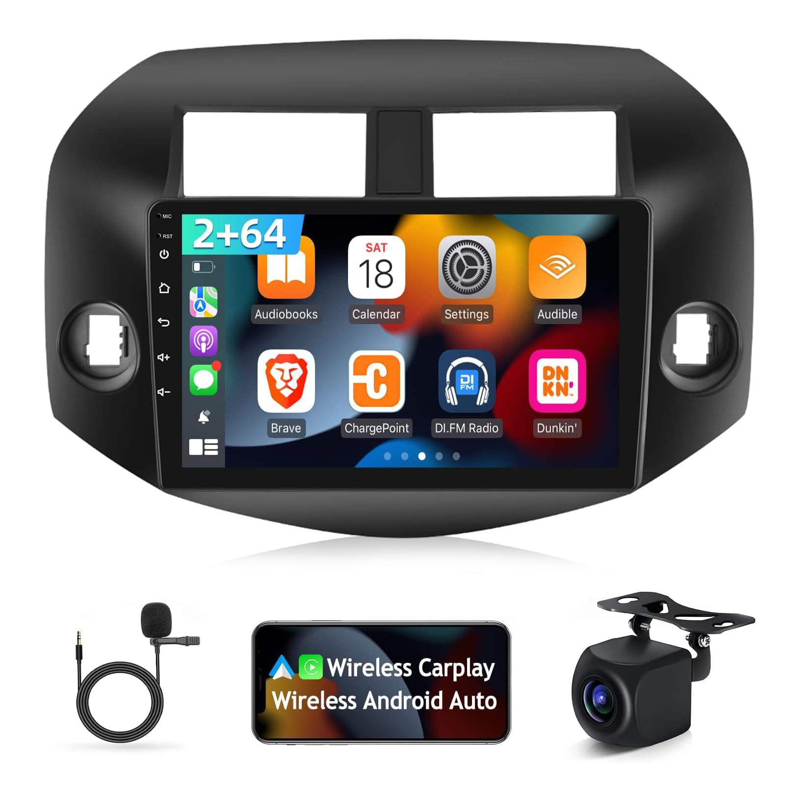 [2Gb+64Gb] 10.1 Inches Car Radio For Toyota Rav4 2007 2012, Android 13 Touch Screen Car Stereo, Carplay&Android Auto/1080P/Hi Fi