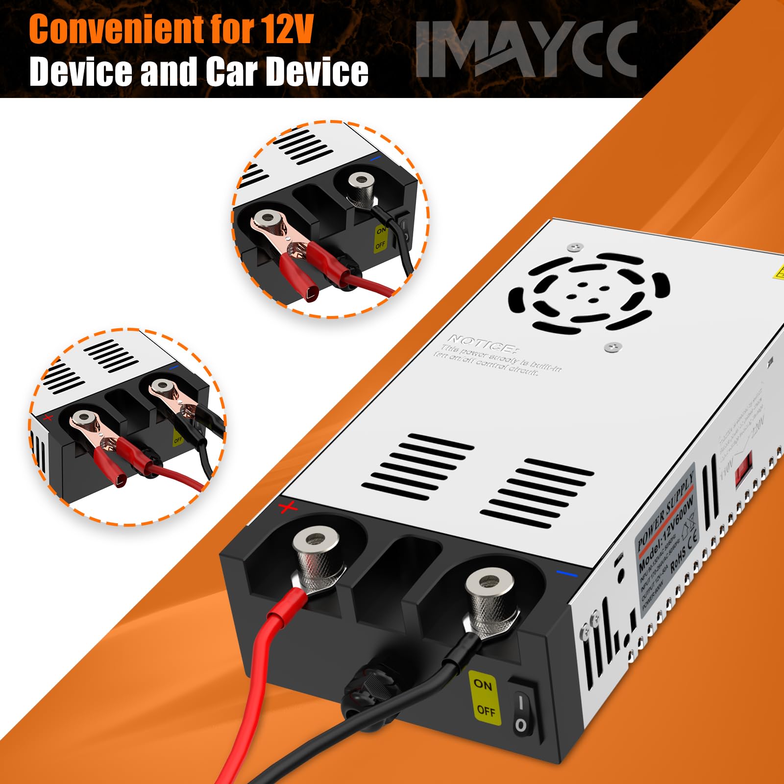 New Version 110V To 12V Dc Converter, Imaycc Ac To Dc Converter 600W 50A,120V To 12V Power Supply, Adjustable Power Supply