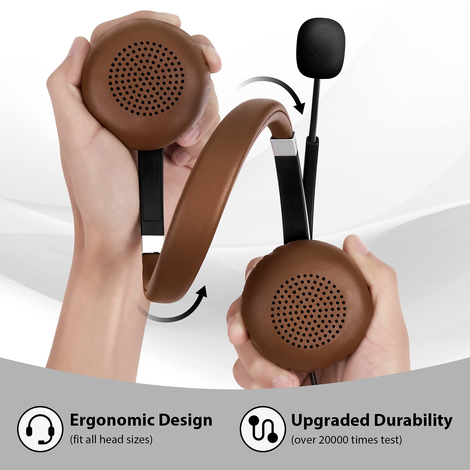 Arama Usb Headset With Microphone Noise Cancelling & In Line Call Controls, Ultra Comfort 3.5Mm Wired Headset For Cell Phone, Computer Headset With Mute For Pc Laptop Skype Webinar Home Office