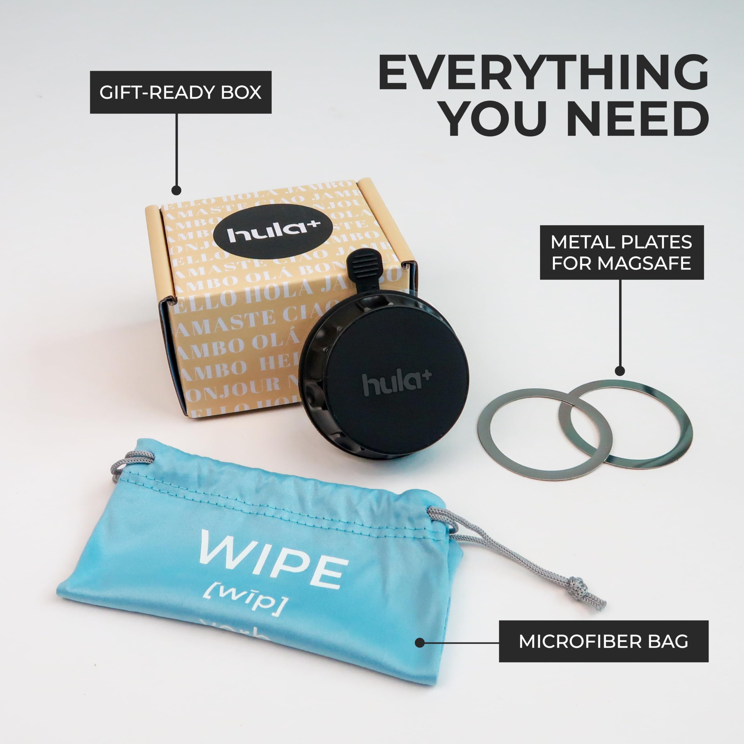 Hula+ Magsafe Phone Holder Portable Mount, Reusable Stand For Shower, Mirror, Kitchen, Window, & Bathroom Compatible With Magsaf