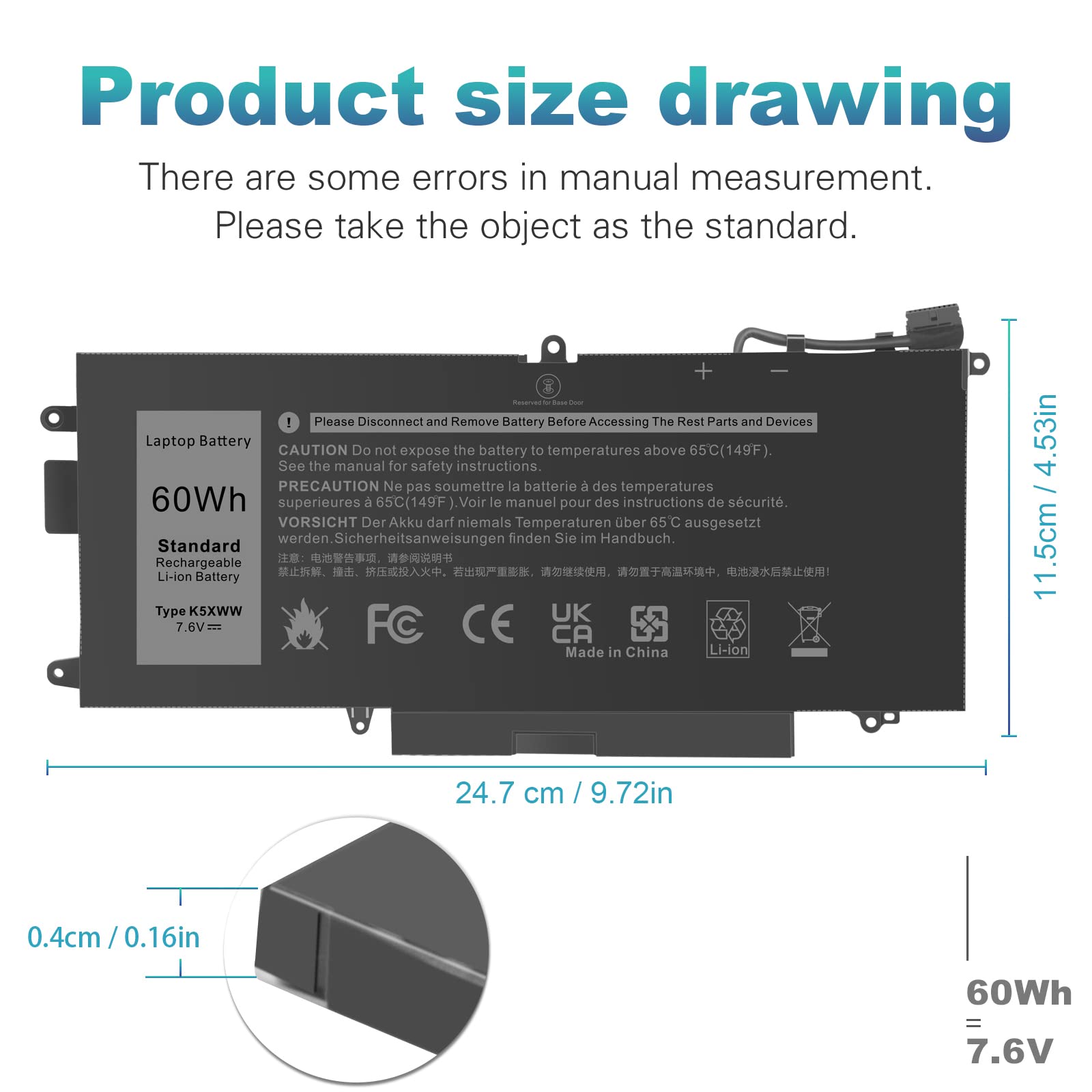 Fancy Buying K5Xww Laptop Battery For Dell Latitude 7389 7390 2 In 1 Latitude 12 5000 5289 2 In 1, Fits E5289 L3180 Series P29S0