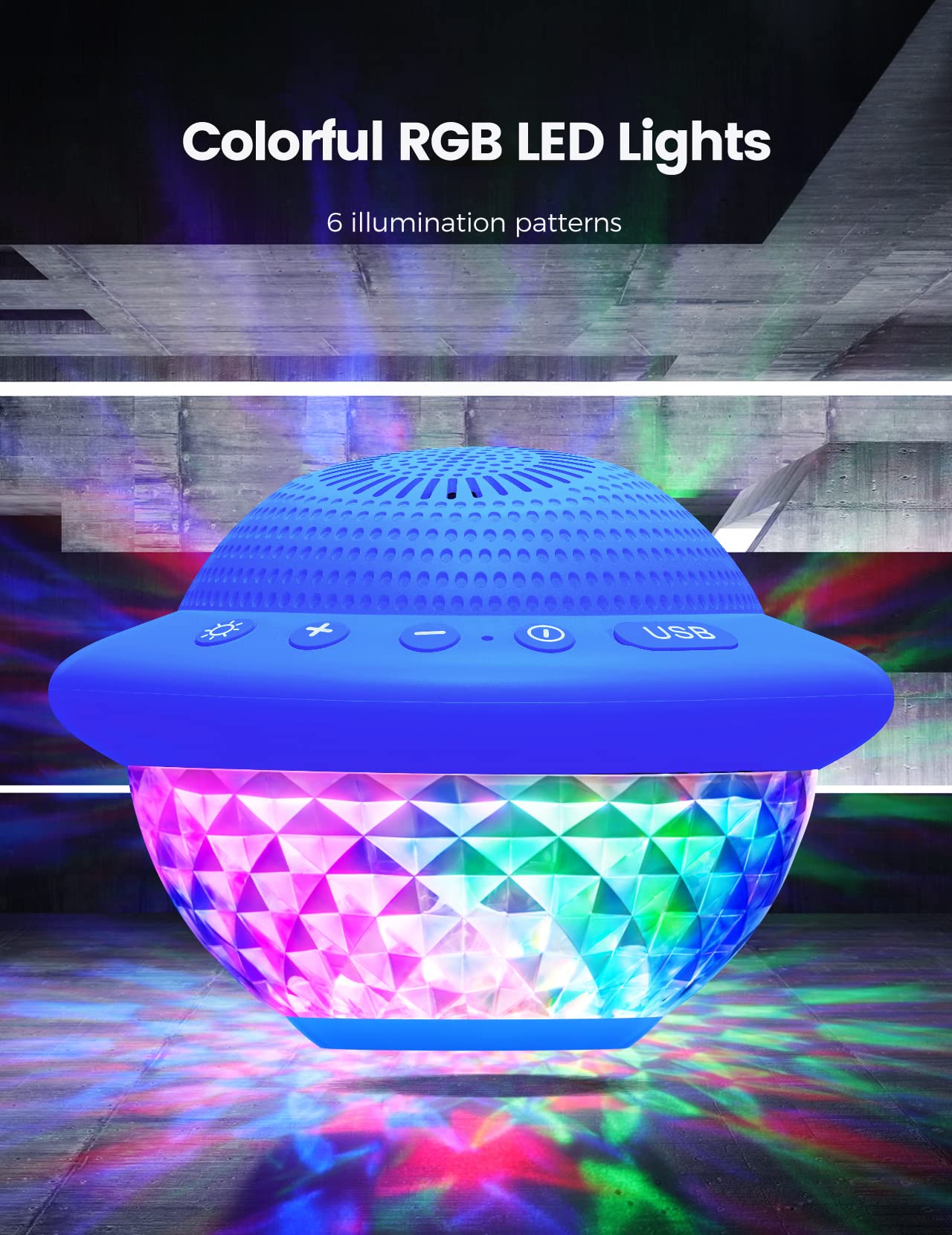 Floating Pool Speaker With Colorful Led Lights, Ipx7 Waterproof Hot Tub Bluetooth Speakers, 10W Stereo Loud Sound, Built In Mic,