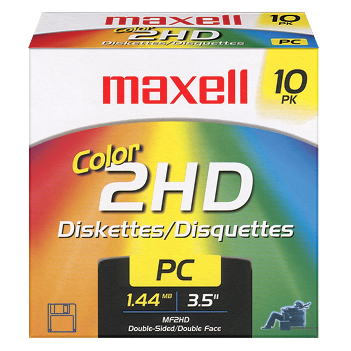 Maxell 3.5 1.44Mb Ibm Mf2Hd High Density Preformatted Disk (10 Pack, Assorted Colors)