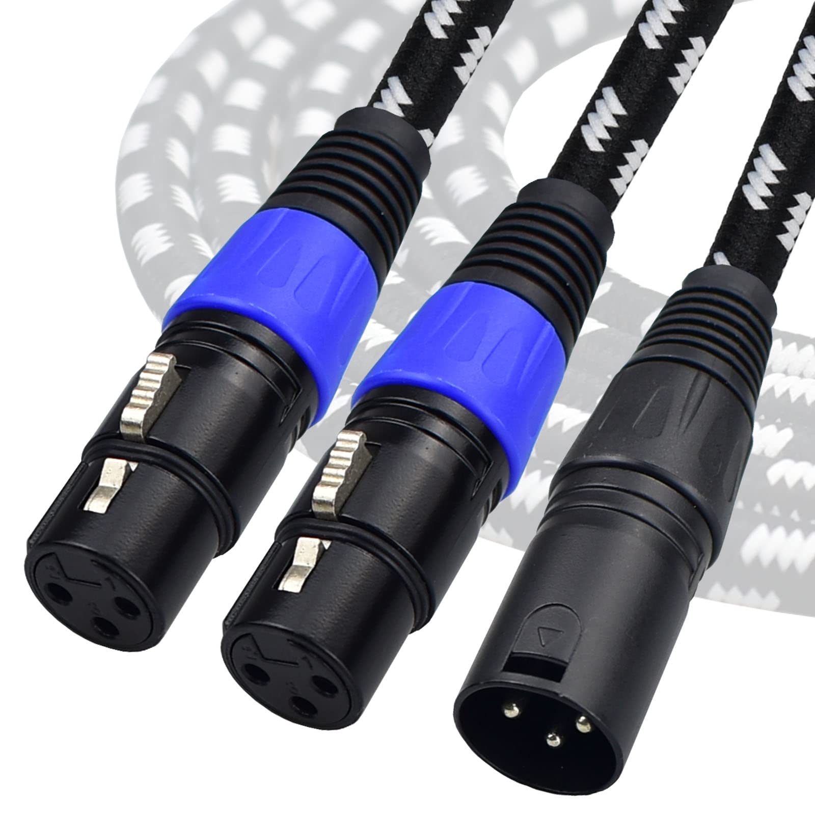 Mugteeve Xlr Splitter Y Cable 2 Female To 1 Male, Balanced Xlr Breakout Patch Cable Left And Right Dual Xlr Female To Single Xlr