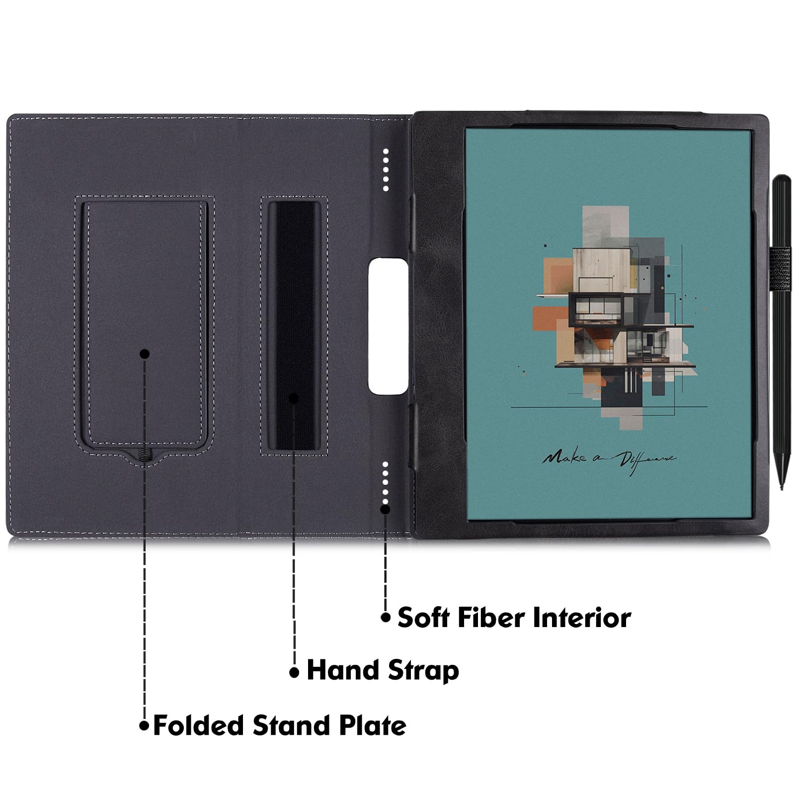 Bozhuorui Stand Case For All-New 10.3 Onyx Boox Note Air3/Note Air3 C/Boox Note Air2/Note Air2 Plus Epaper Tablet - Pu Leather S