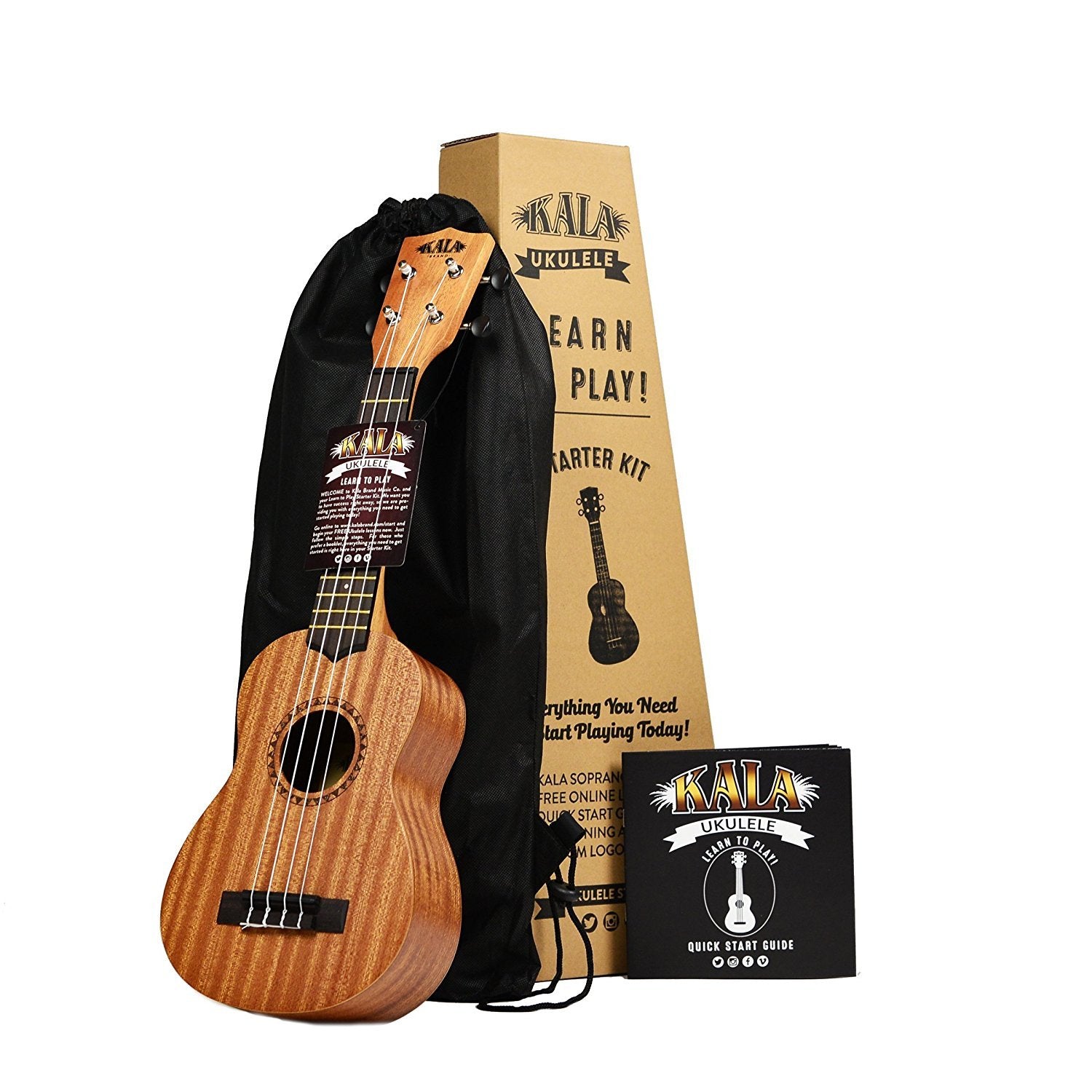 Official Kala Learn To Play Ukulele Soprano Starter Kit, Satin Mahogany   Includes Online Lessons, Tuner App, And Booklet (Kala 