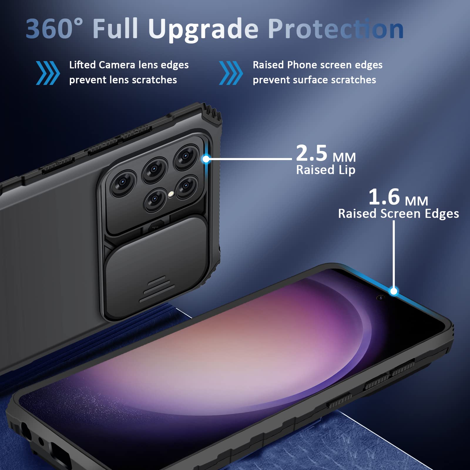 S23 Ultra Case Compatible With Samsung Galaxy S23 Ultra 5G [2023 Version], Slide Camera Cover, Military Grade Shockproof Phone C