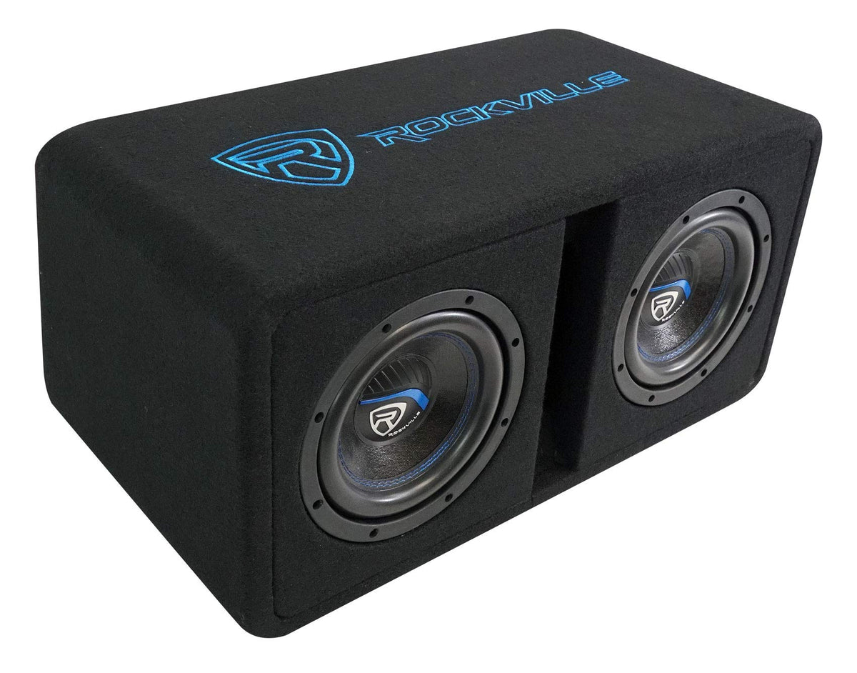 Rockville DV8K52 Dual 8' K5 1600w Car Subwoofers+Vented Sub Enclosure Box/2 Ohm