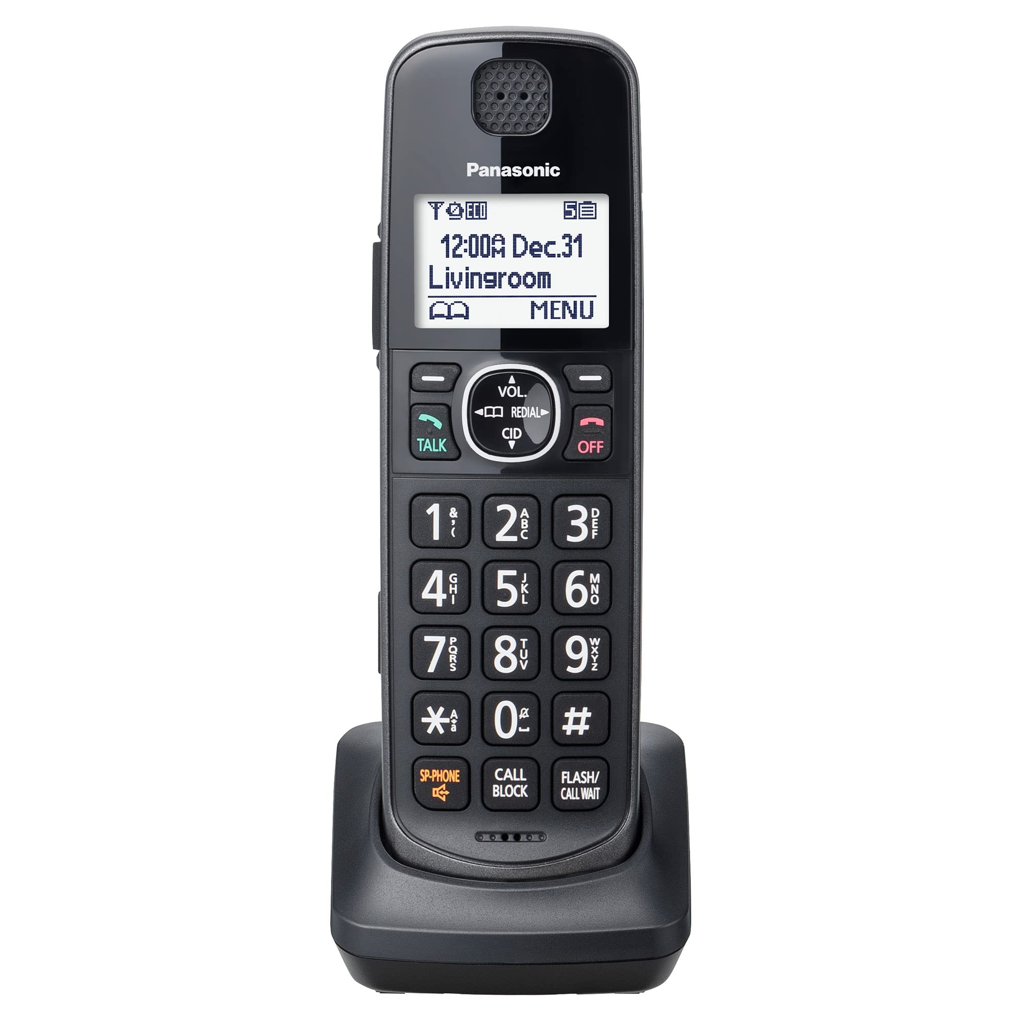 Panasonic Additional Cordless Phone Handset Compatible with KX-TGE633M/TGE645M Cordless Phone Systems - KX-TGEA60M (Metallic Bla