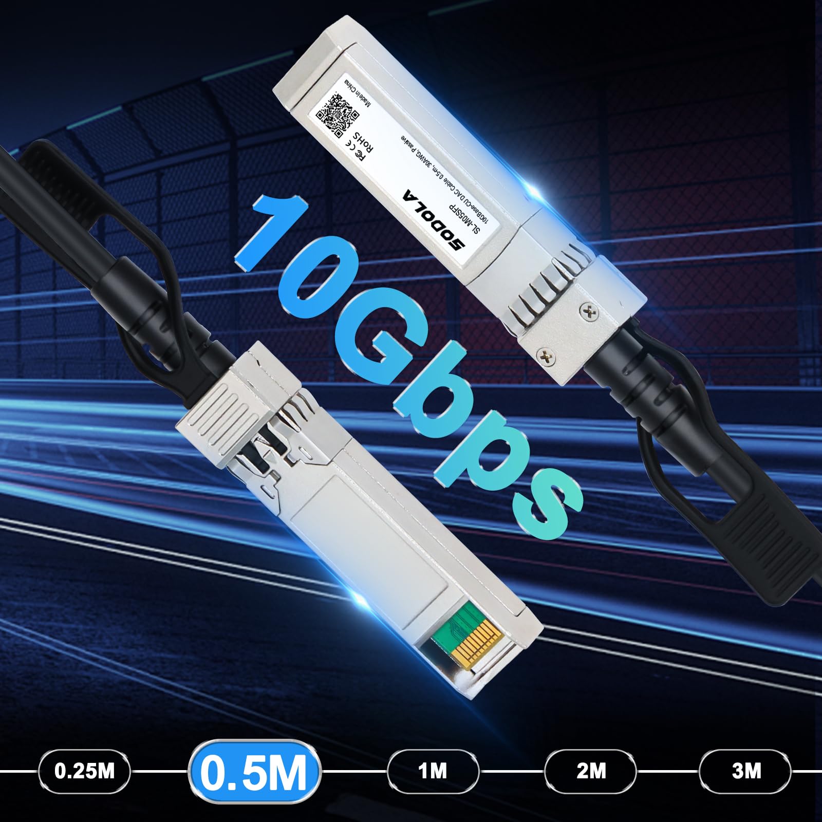 Sodola Sfp+ Dac Twinax Cable, 10G Direct Attach Copper(Dac) Passive Cable, 0.5M(1.6Ft),Compatible With Cisco,Mikrotik, Intel, Fo