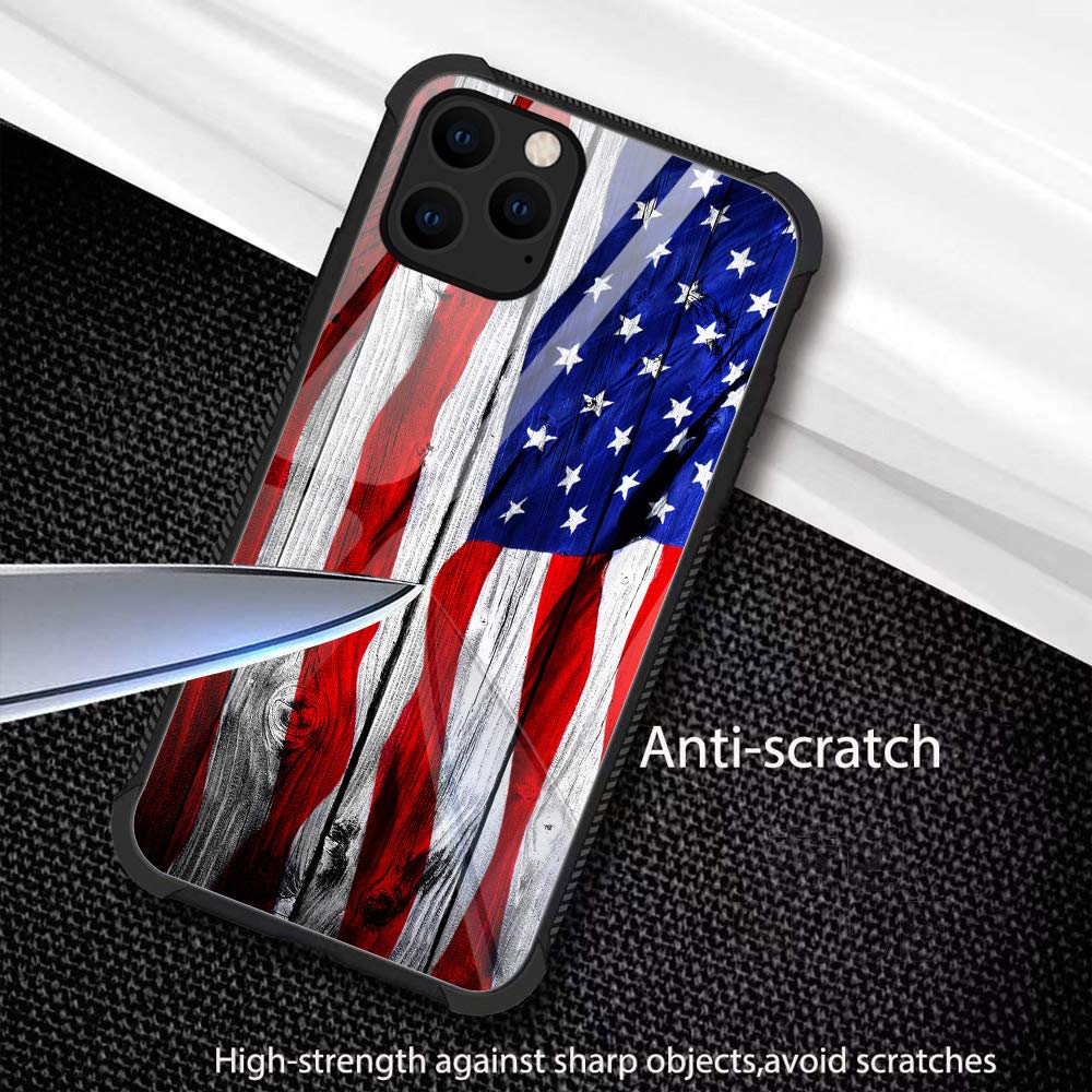 ZHEGAILIAN Phone Case for iPhone 12 Pro 6.1-inch TPU Bumper Wood USA Flag