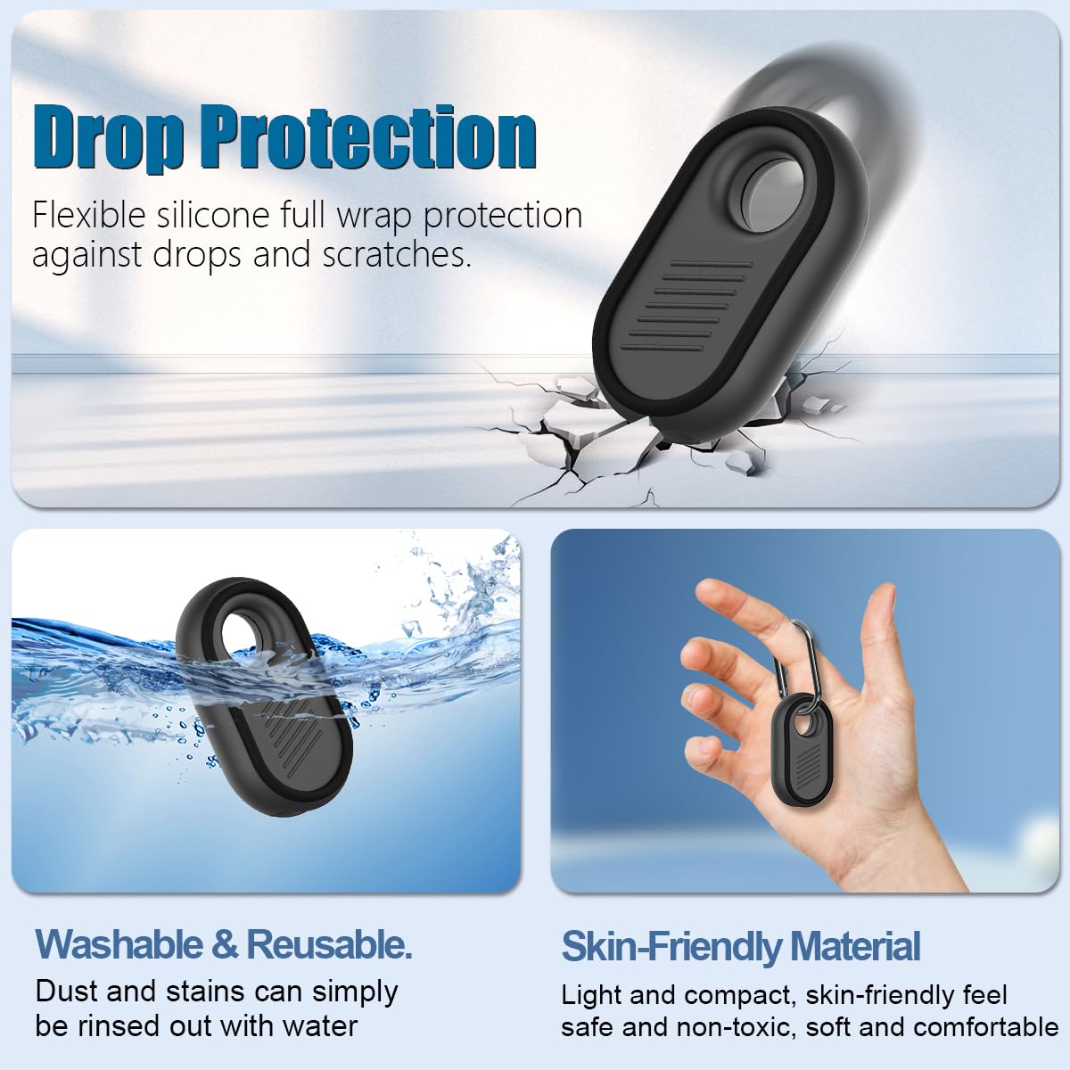 [4 Pack] Biqire Case For Samsung Galaxy Smart Tag 2, Rugged Full Protective Anti Slip Waterproof Soft Silicone Galaxy Smarttag 2