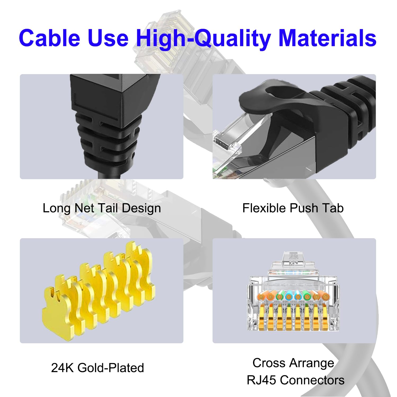 Aimyzii Cat6 Ethernet Cable(300 Feet) Cat6 Network Cord,Rj45 Patch Cable Support Cat6,Cat5E,Cat5 Include 25 Ties And 25 Cable Clips