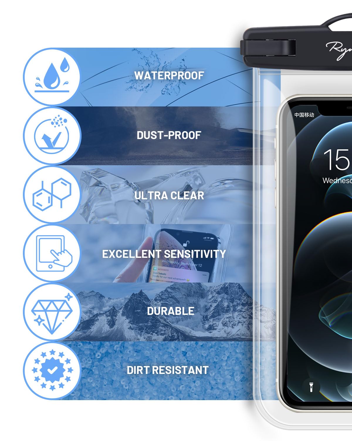 Waterproof Phone Pouch Bag - 7.5In Water Proof Cell Phone Case For Beach Travel Must Haves, Waterproof Phone Holder With Lanyard