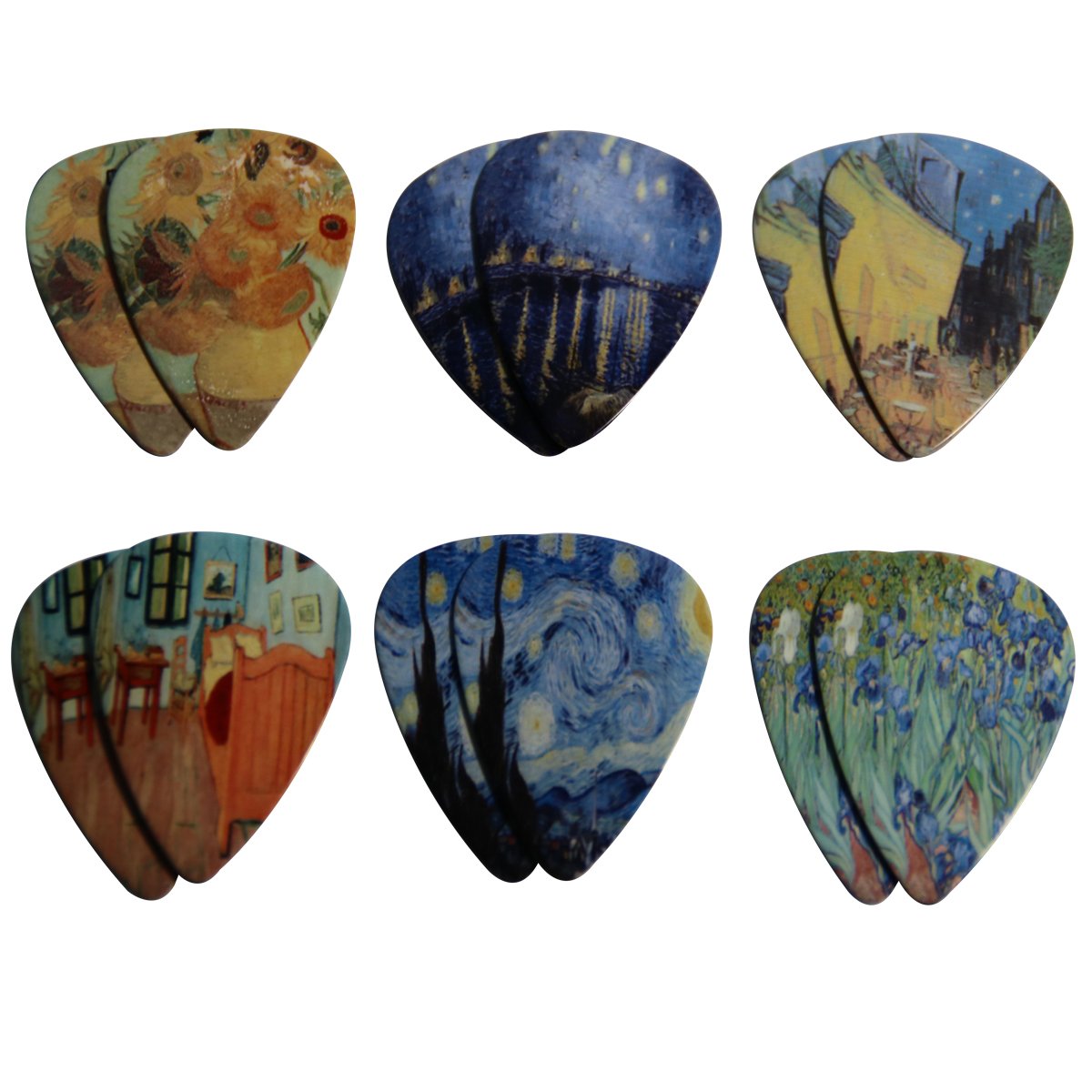 Creanoso Vincent Van Gogh Guitar Picks   Celluloid Medium 12 Pack   Starry Night Sunflowers Cafe   Best Stocking Stuffer Gifts F