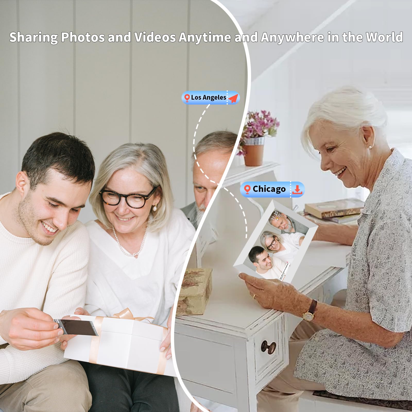 Wifi 10.1'' Touch Screen Digital Photo Frame,32Gb Frameo Digital Picture Frames With Sd Usb Card Slot, Auto Rotate Wall Mountabl