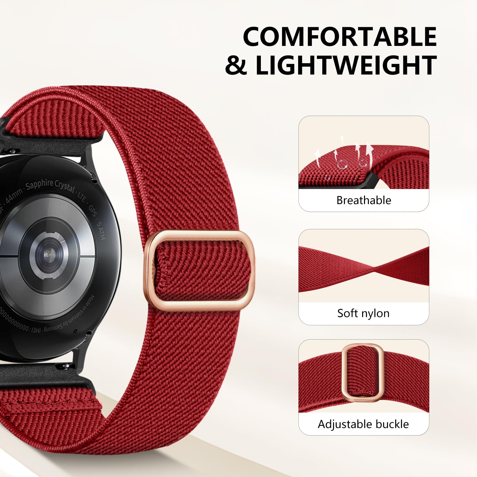 Lerobo Elastic Bands Compatible With Samsung Galaxy Watch 7 6 5 4 40Mm 44Mm 45Mm/Watch 6 Classic Band 43Mm 47Mm/Watch 4 Classic