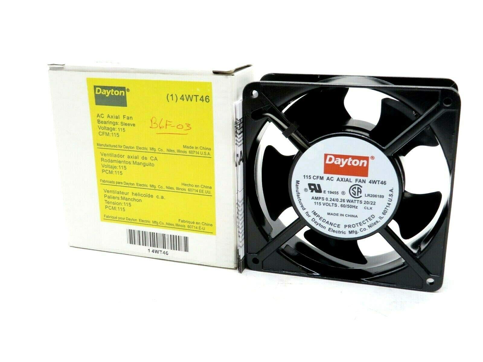 Dayton 4Wt46 Fan, 115 Cfm, 115 V