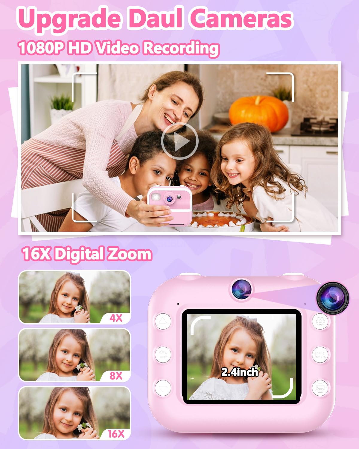 Kids Camera Instant Print, Christmas Birthday Gifts For Kids 3 12, 1080P Instant Print Camera For Kids, Toddler Camera Toy For 4