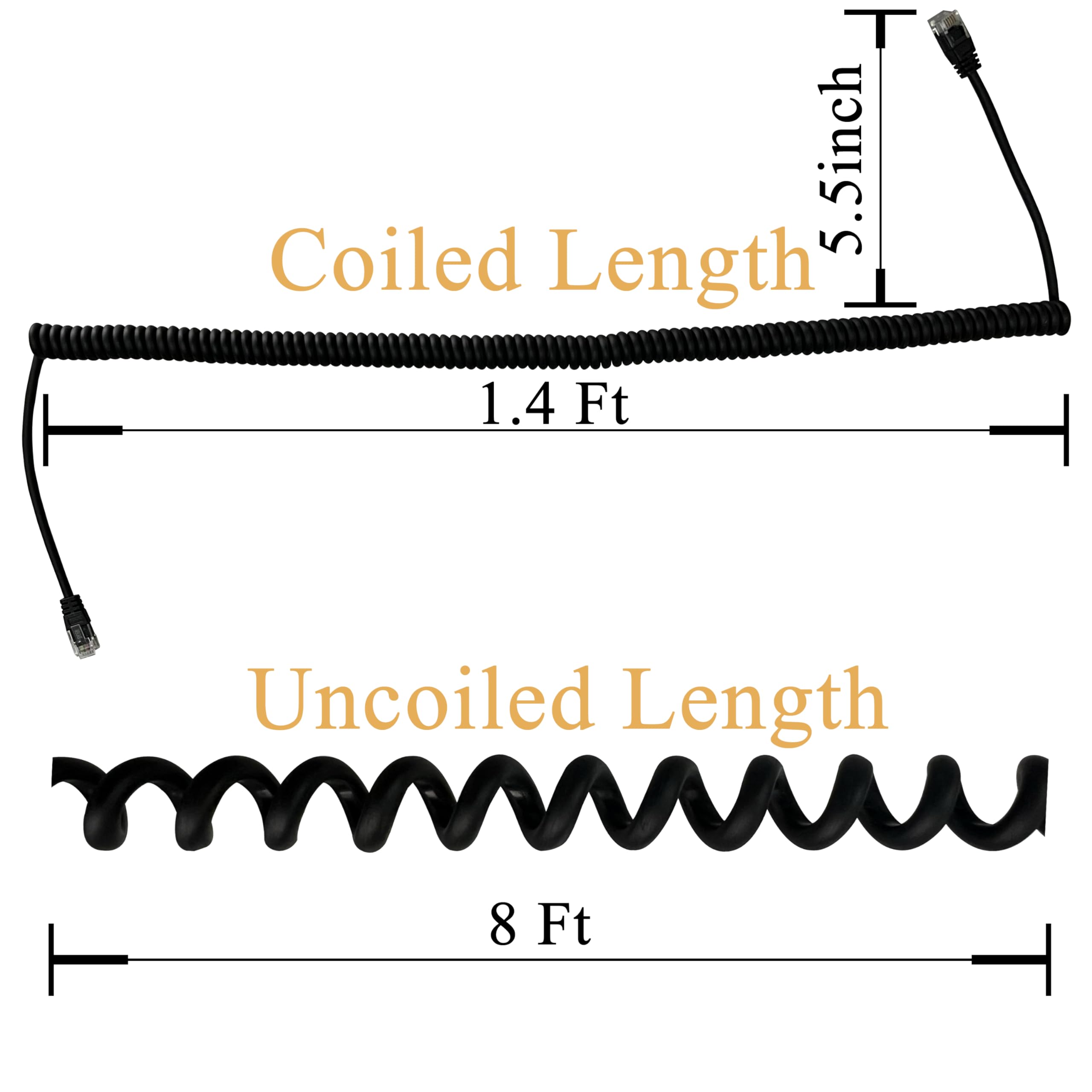 Hpwfhplf Telephone Cords, 2 Pack 6P6C Anti Tangle Telephone Wires, 6 10 Feet Rj12 Male To Male Coiled Cable For Landline Phones