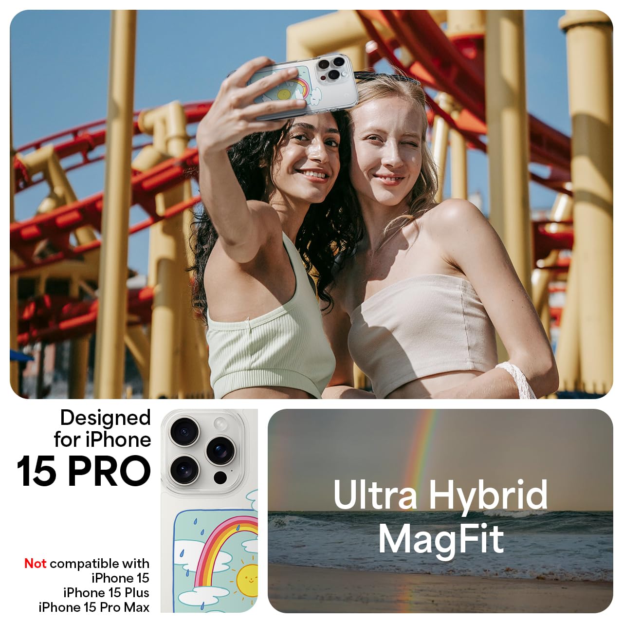 Spigen Ultra Hybrid Magfit Designed For Iphone 15 Pro Case (2023) [Anti Yellowing] [Military Grade Protection] Compatible With M