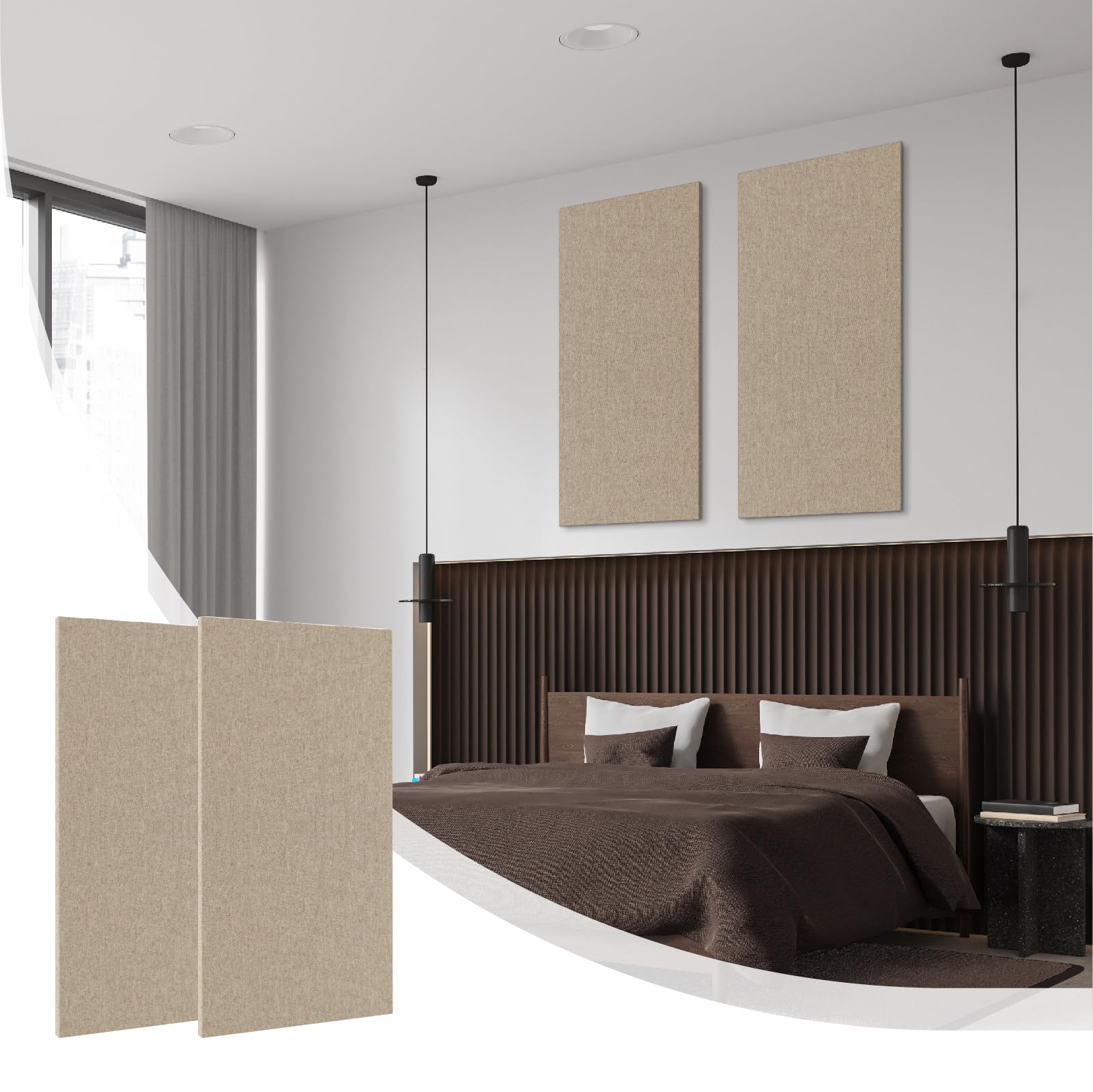 Olanglab Acoustic Panels 2 Pack, 48x24 Large Sound Panels, Fabric Wrapped Sound Proof Foam Panels for Walls, Sound Absorbing