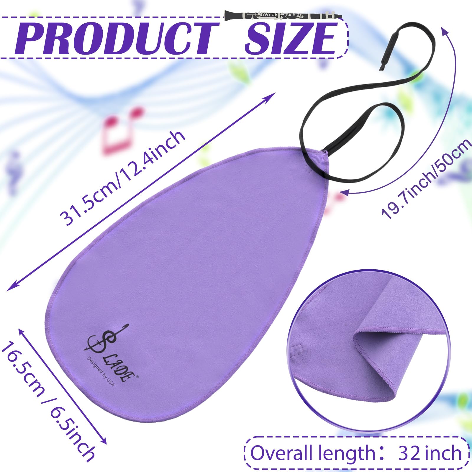 4 Pcs Clarinet Swab Cloth Clarinet Cleaner Clarinet Cleaning Cloth Swab For Inside Tube Suitable Clarinet Piccolo Flute Sax Saxo