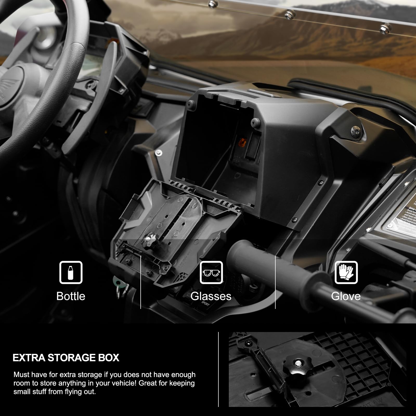 Kiwi Master Tablet Mount Holder for Honda Talon 1000R/X, Black, ABS, 573.8 cu in, 2019-2025 Model Accessories Storage Organizer