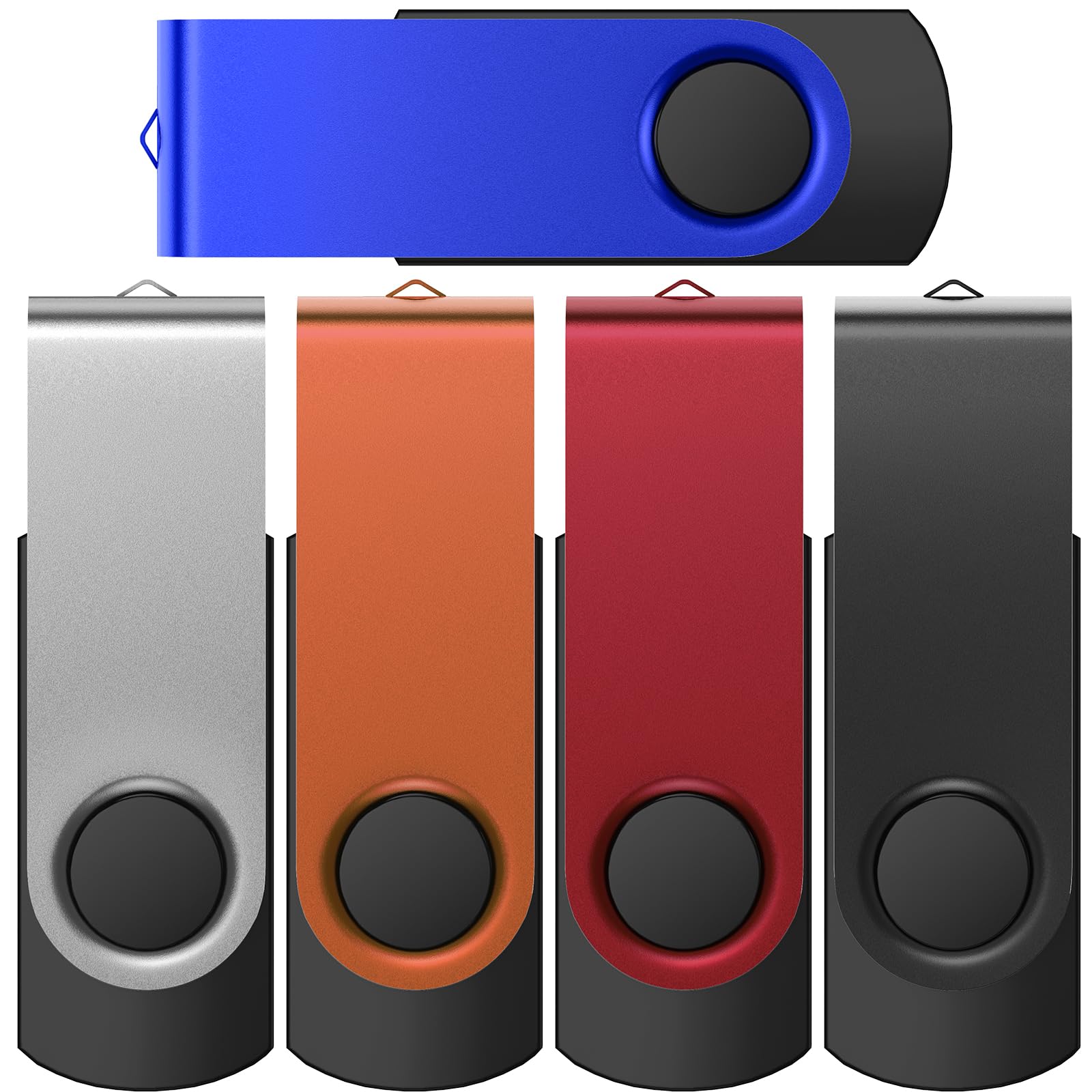 Kepmem 16GB USB Thumb Drive 5 Pack Flash Drives Bulk USB 2.0 Pen Drive, Swivel Memory Stick 16 GB Metal Jump Drives Multicoloure