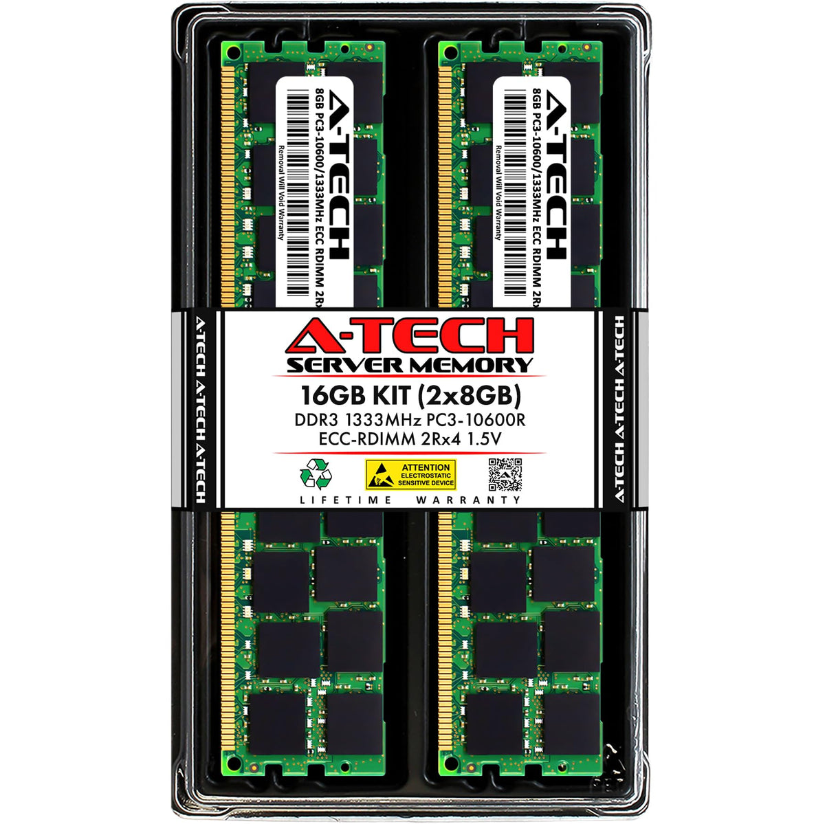 A Tech 16Gb Kit (2X8Gb) Ddr3 1333Mhz Pc3 10600R Ecc Rdimm 2Rx4 Dual Rank 1.5V Ecc Registered Dimm 240 Pin Server Ram Memory Upgr