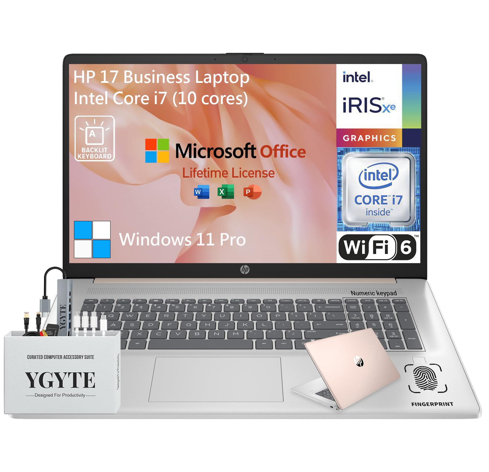 Hp 17 Touchscreen Laptop Computer, 17.3 Inch Hd+ Touch Screen Business Laptop Pc, Intel Core I7, 64Gb Ram 2Tb Ssd+512Gb Docking 