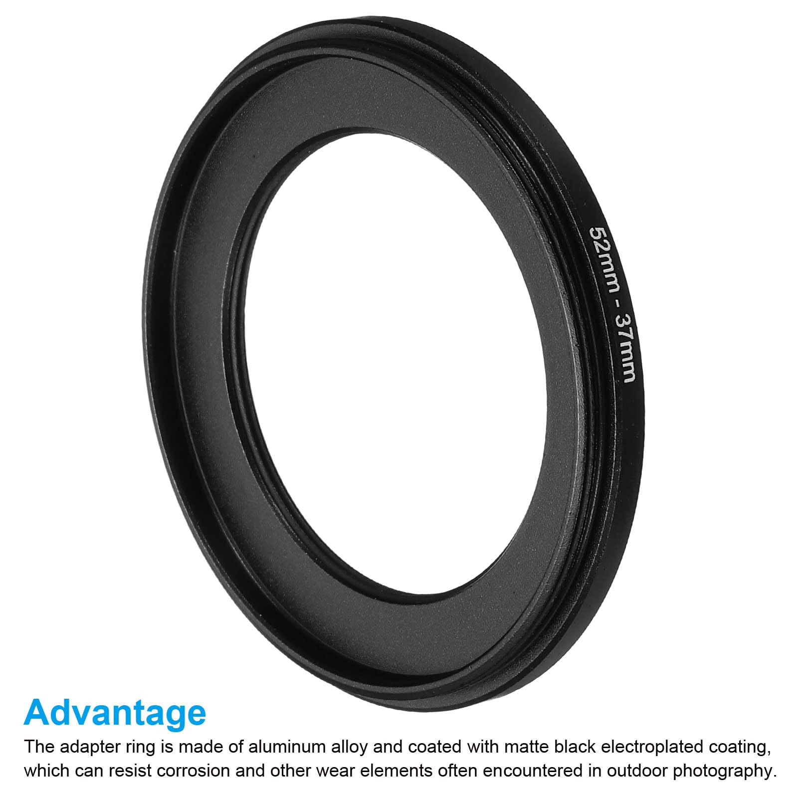 Patikil 52Mm 37Mm Metal Step Down Ring, Camera Lens Filter Adapter Ring Aluminum Filter Adapter Ring For Camera Lenses Hood, Bla