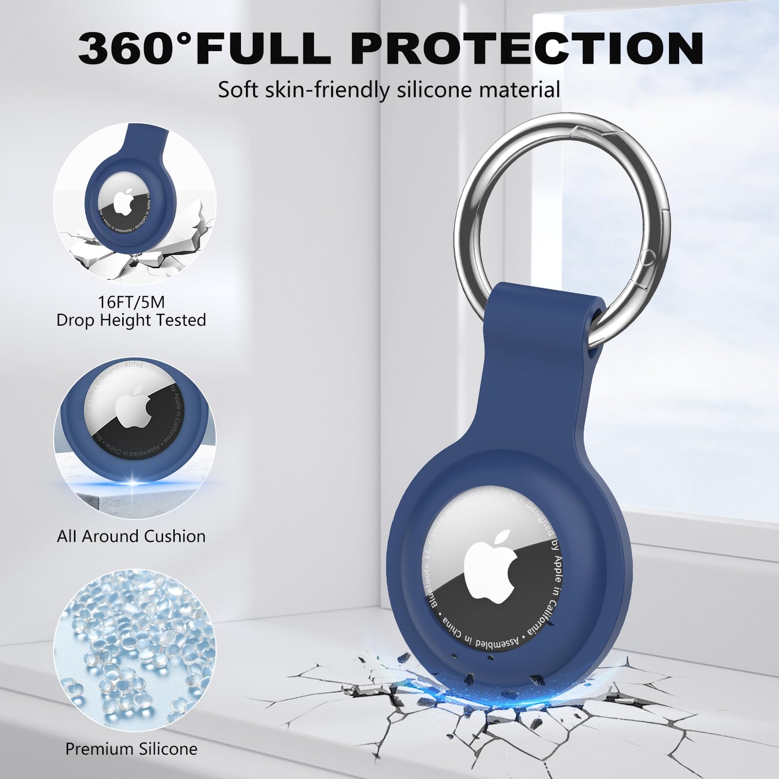 Pautas 4 Pack Airtag Holder, Ultra Light Silicone Case For Airtags, Protective Cover Compatible With Airtag Gps Item Finders Wit